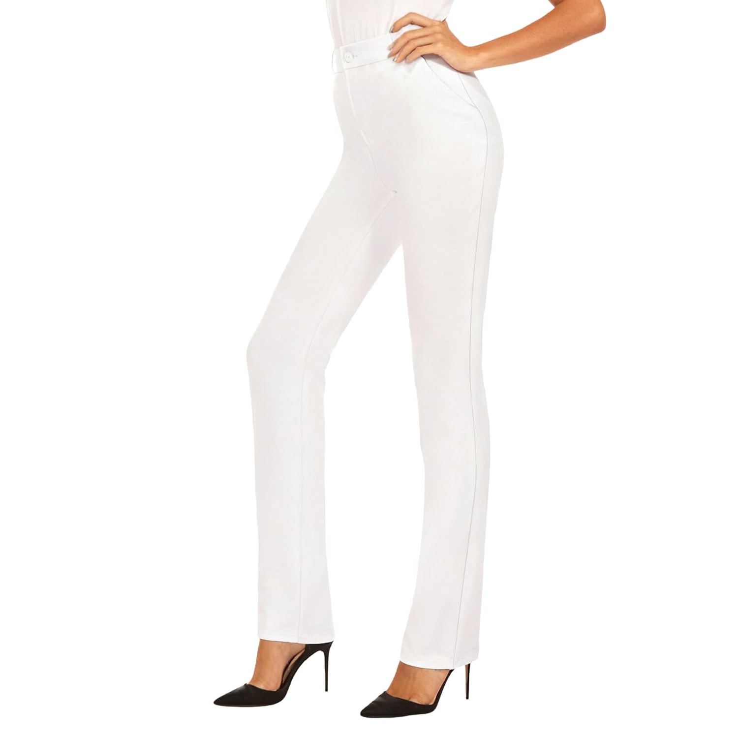Stretchable Straight Solid Casual Pants