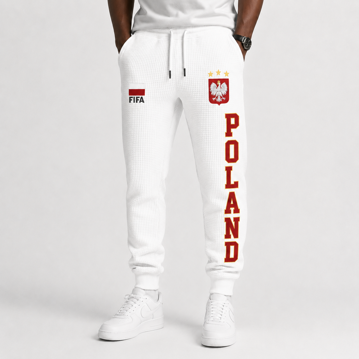 FIFA 2026 Poland Printed Waffle Football Fan Pants