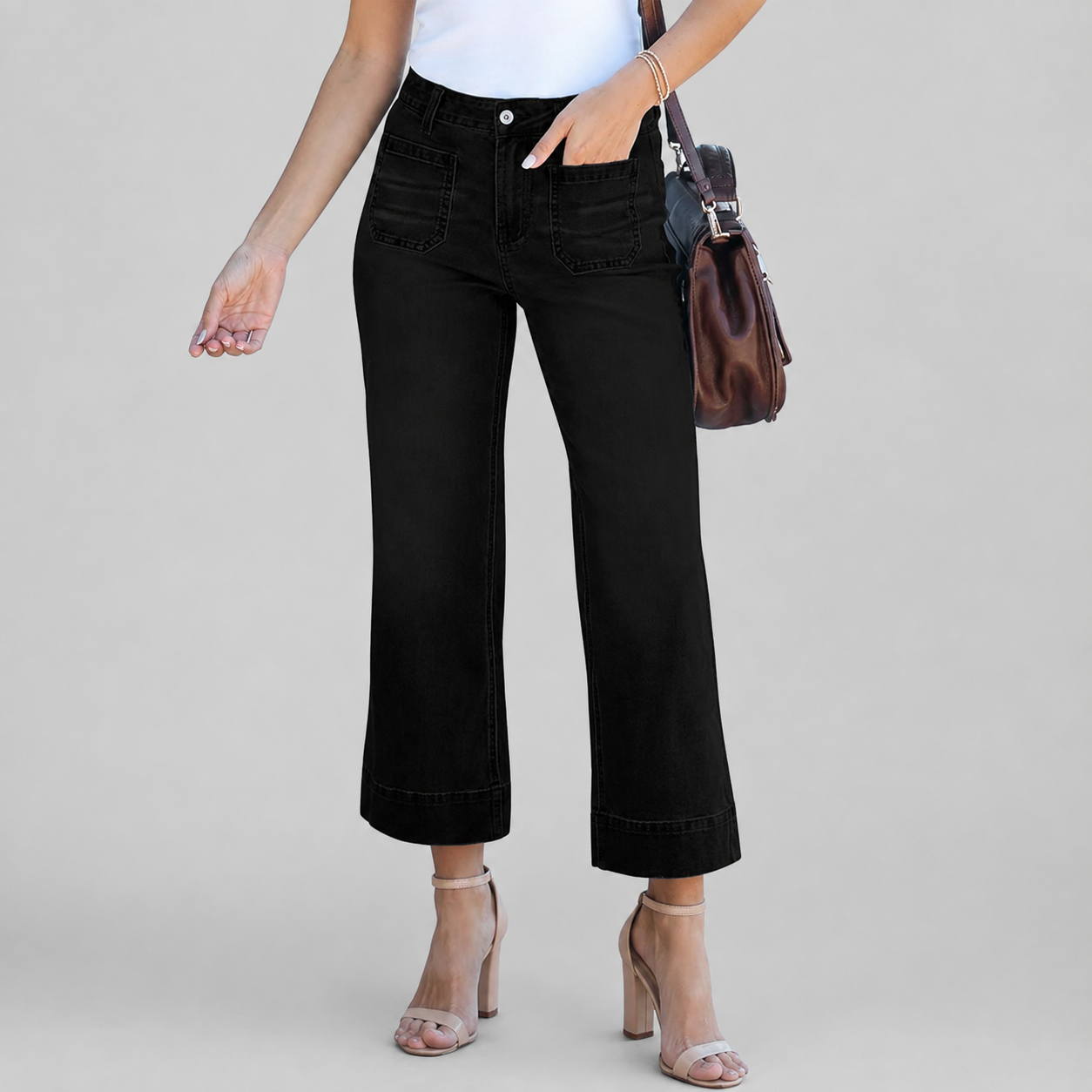 Baggy Flare Cropped Wide Jeans For Women