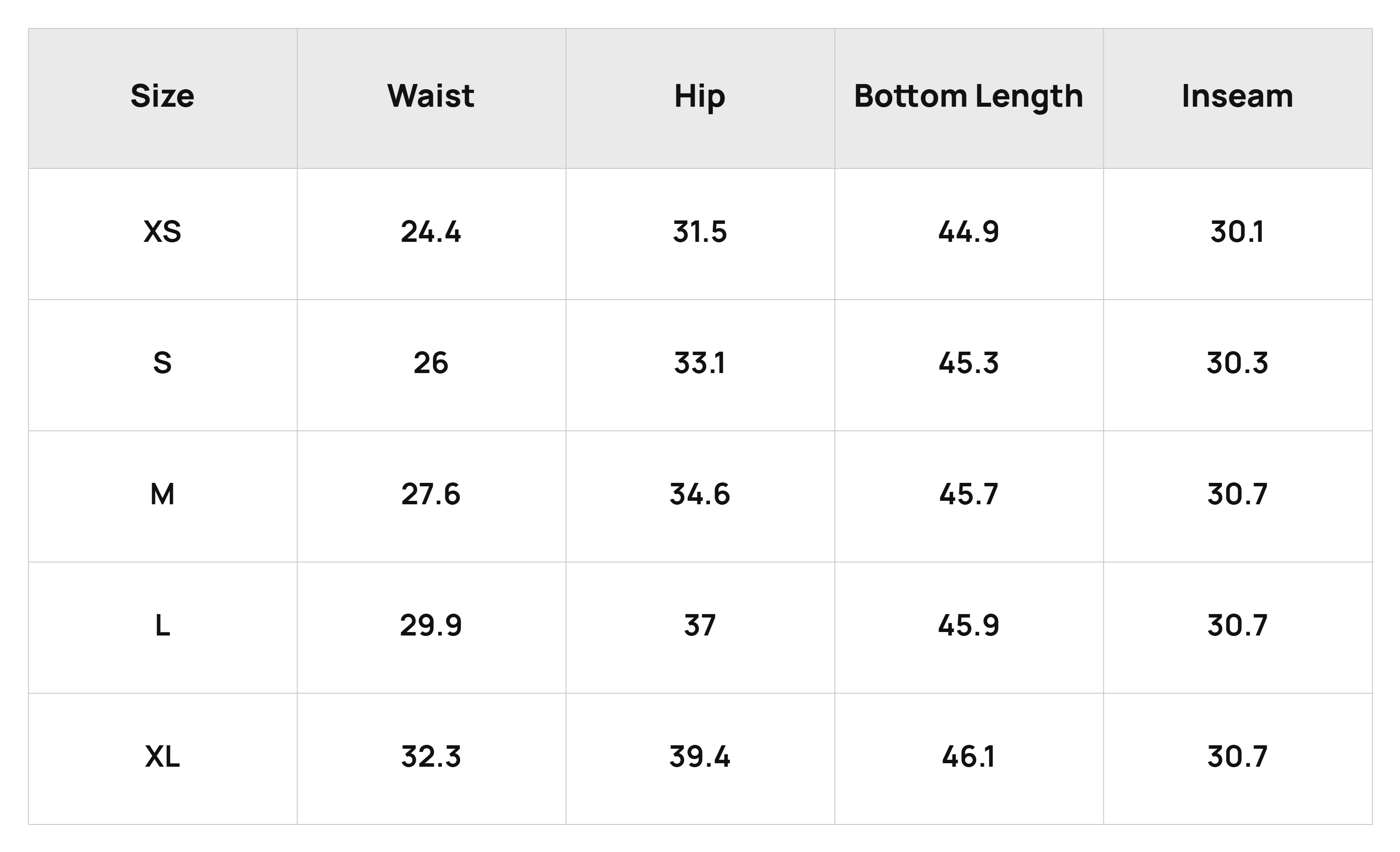 Size Chart
