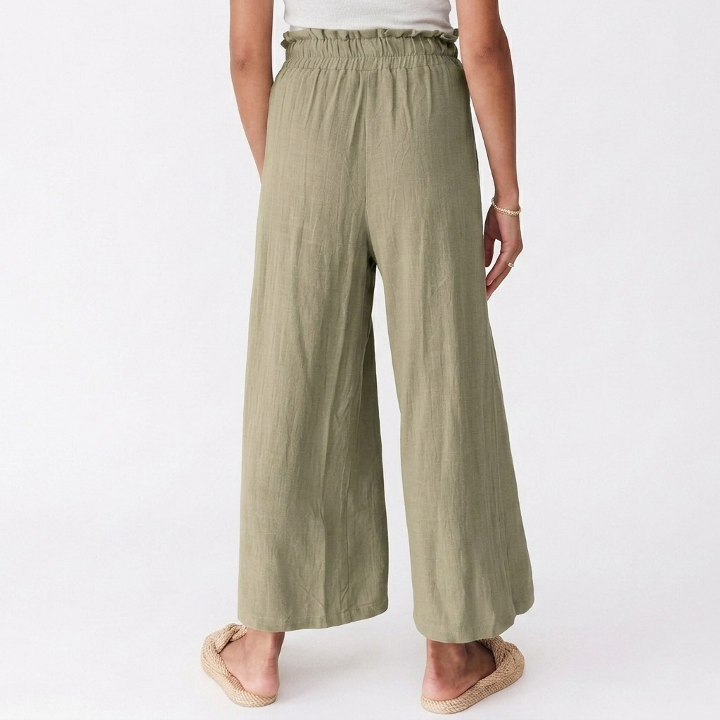 Casual High Rise Wide Fit Palazzo Pants With Pockets For Women