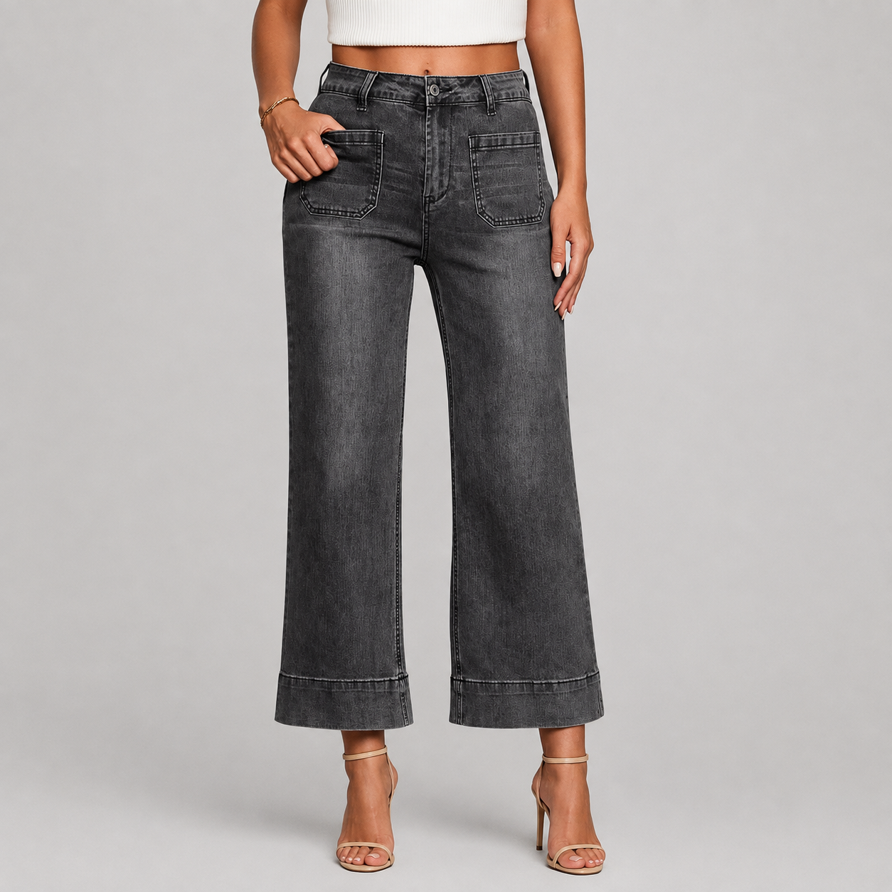 Baggy Flare Cropped Wide Jeans For Women
