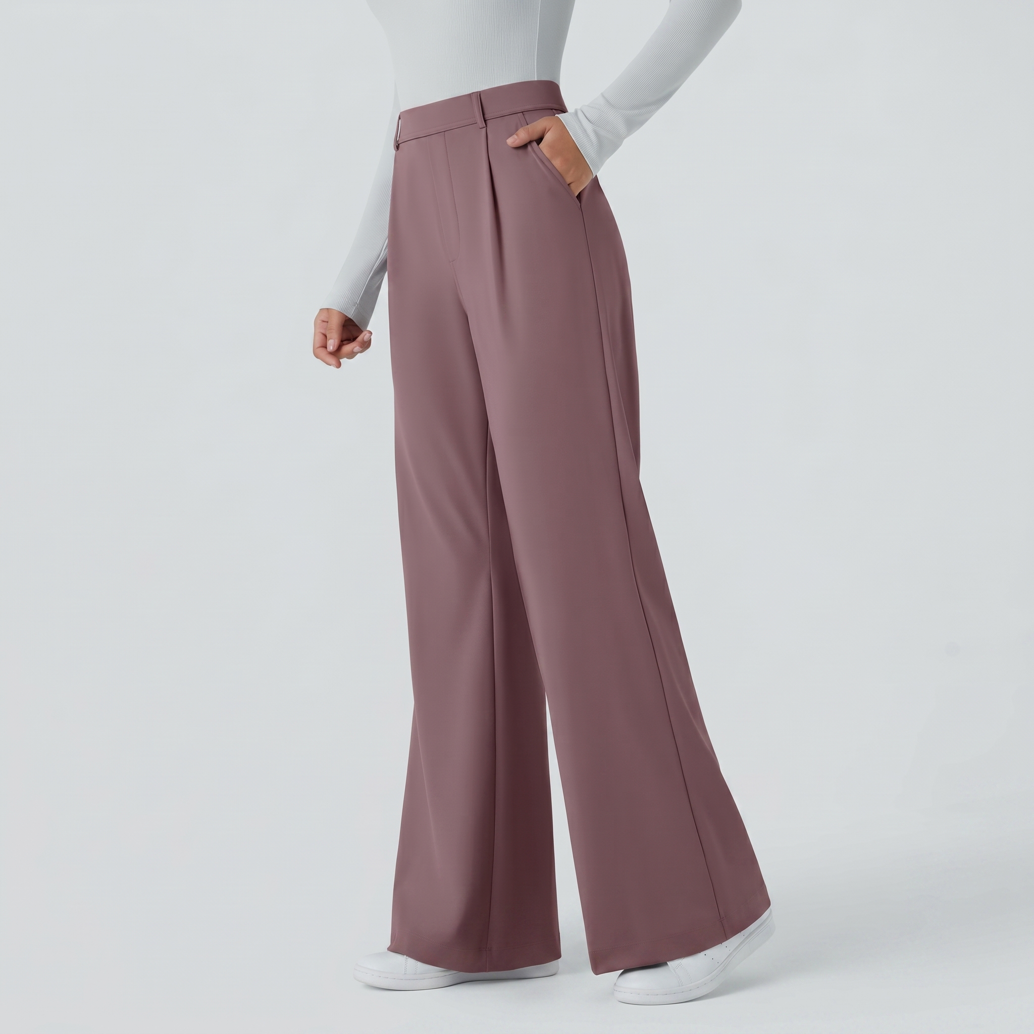 High Waisted Pocket Work Flare Pants