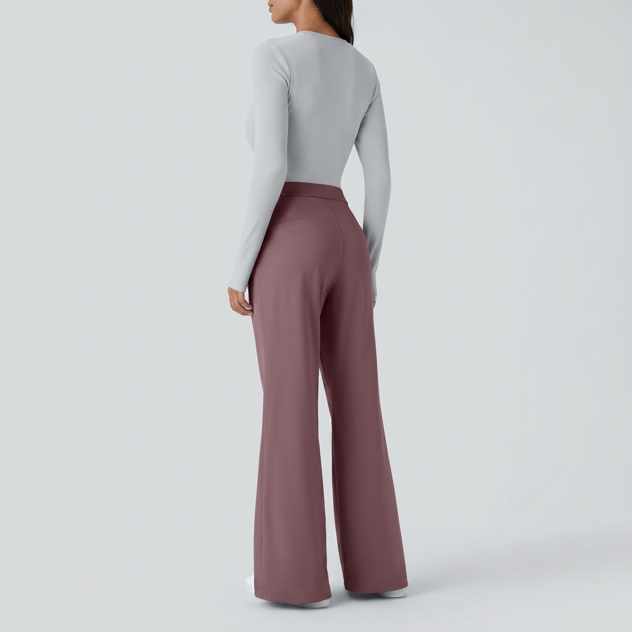 High Waisted Pocket Work Flare Pants