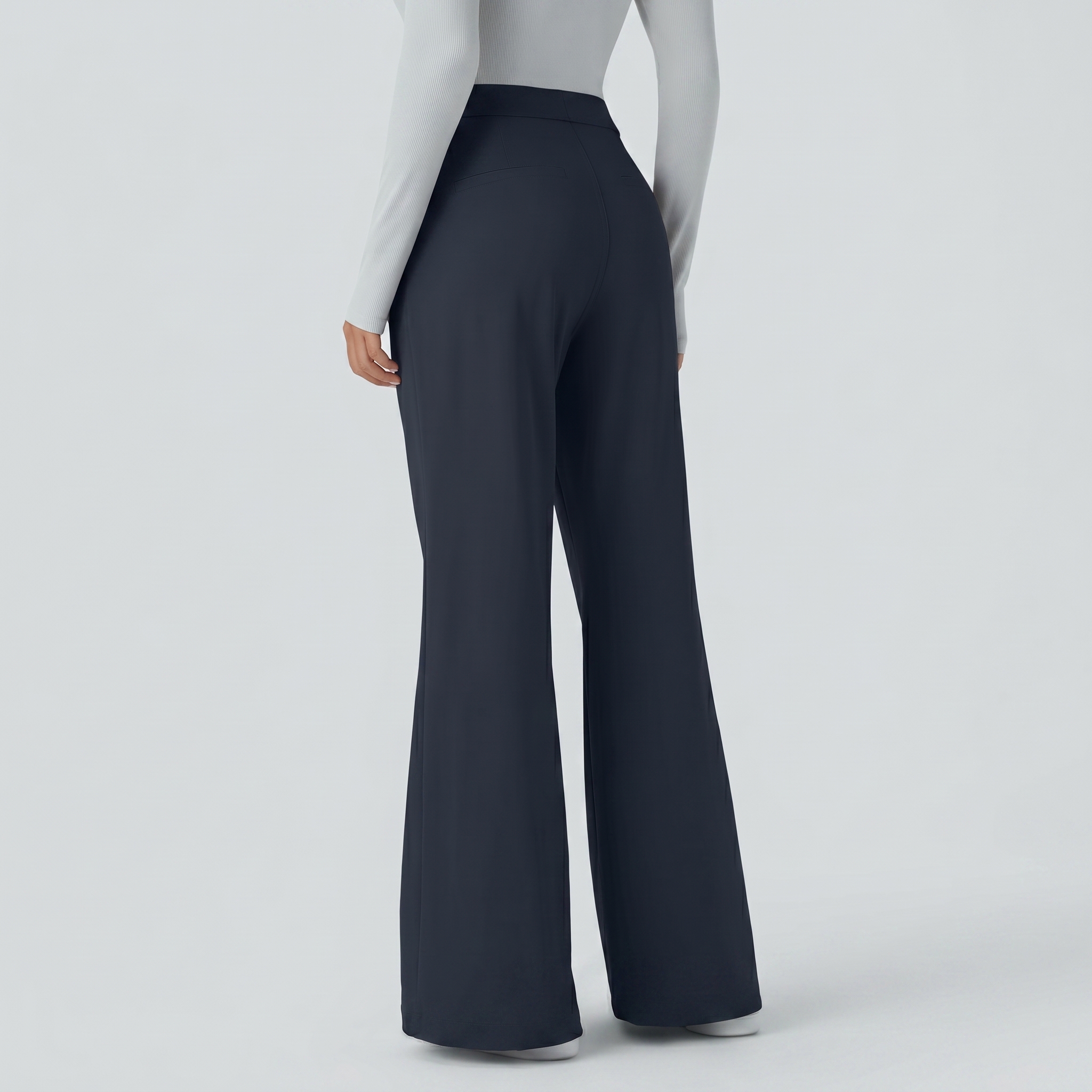 High Waisted Pocket Work Flare Pants