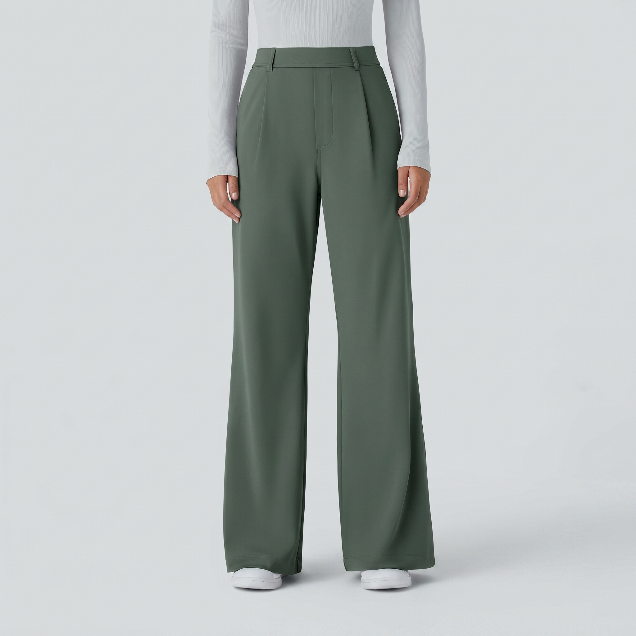 High Waisted Pocket Work Flare Pants