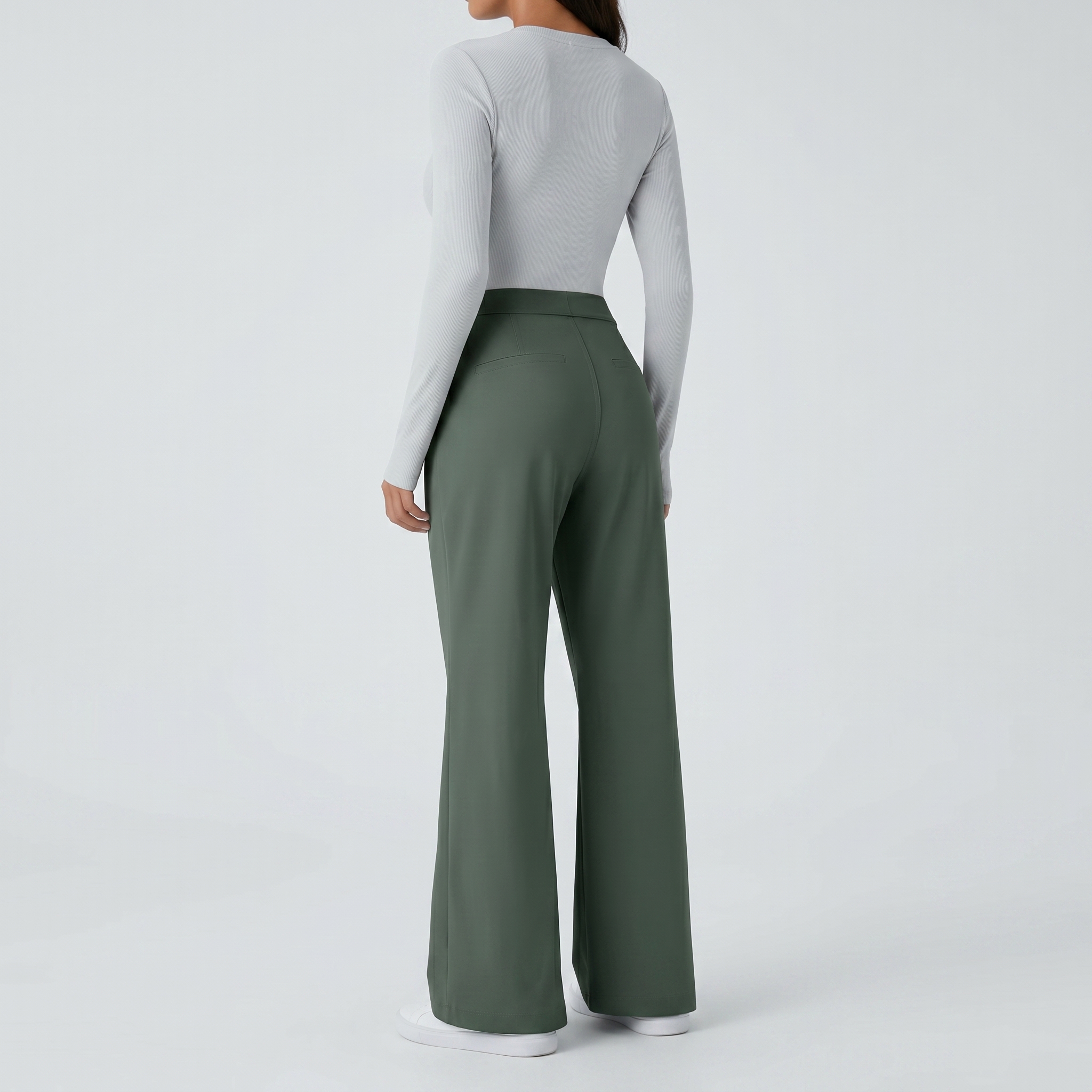 High Waisted Pocket Work Flare Pants