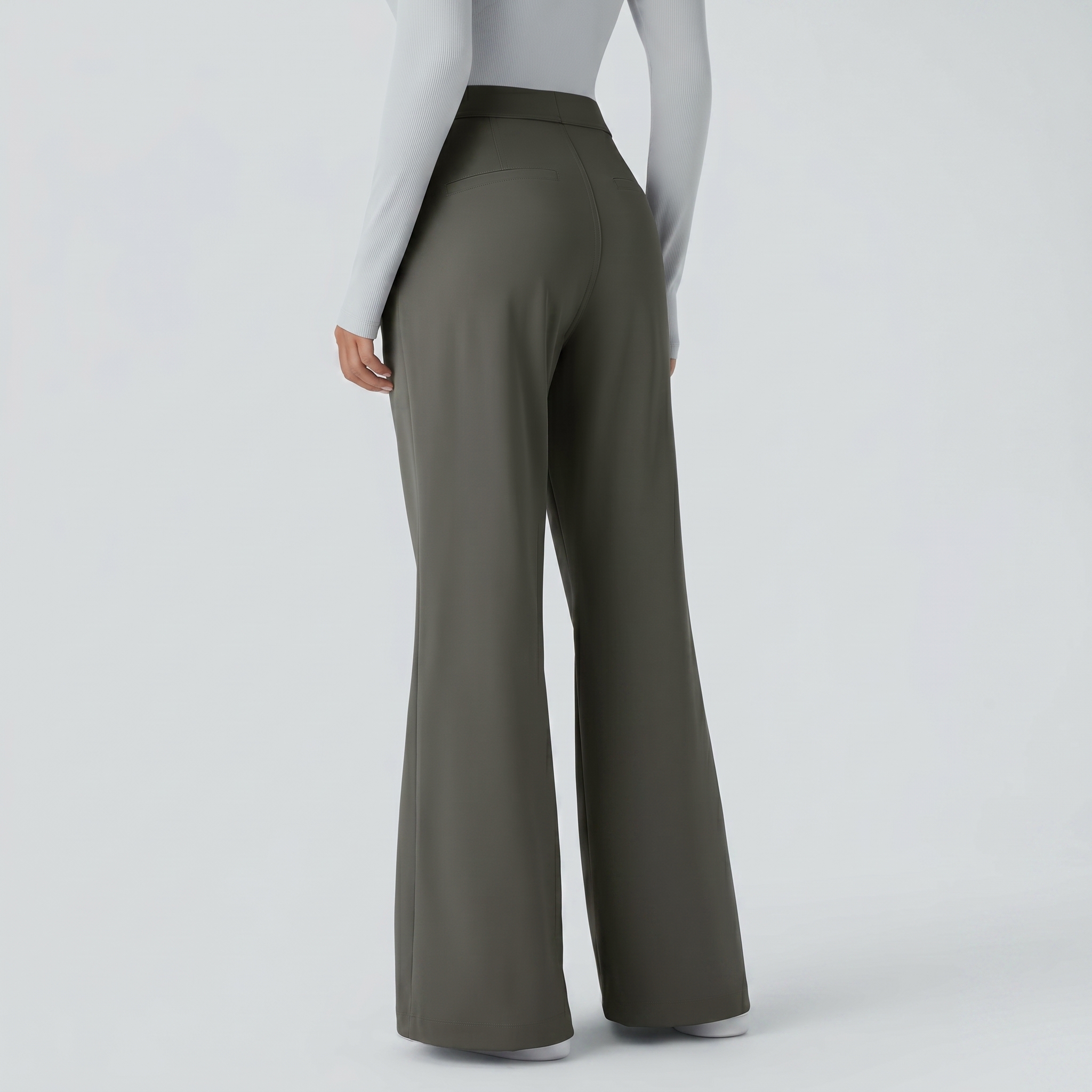High Waisted Pocket Work Flare Pants