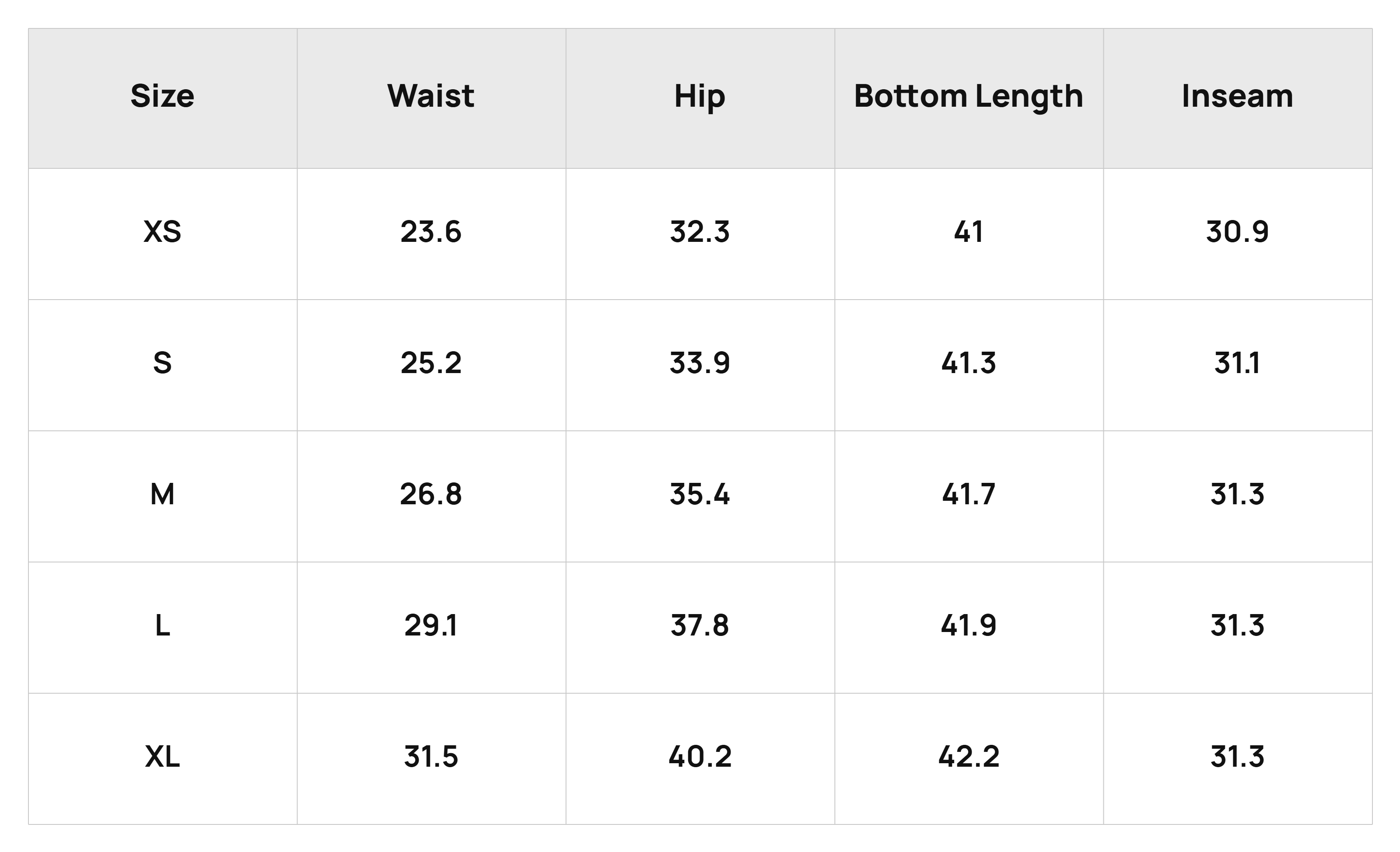 Size Chart