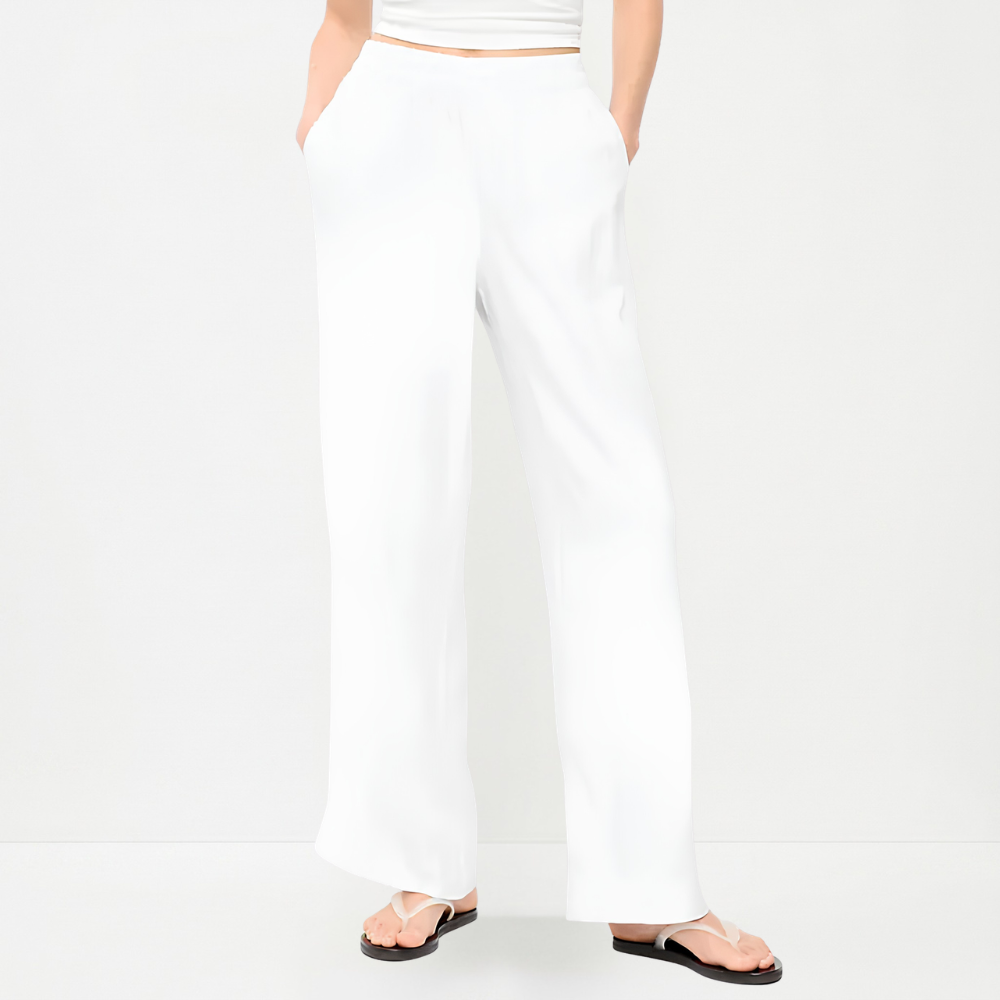 High-Waisted Linen-Blend Super Wide-Leg Pants