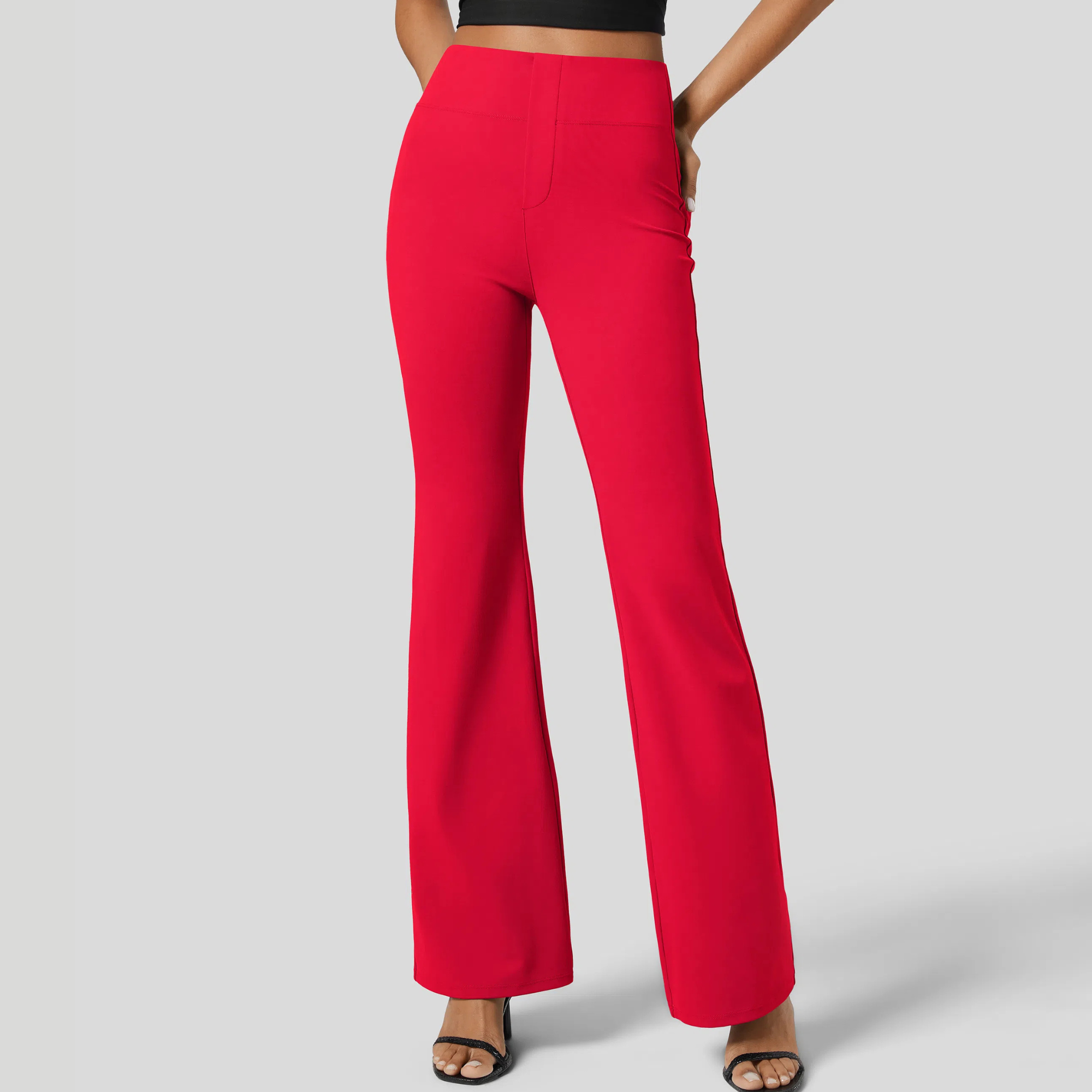 High Rise Back Side Pocket Slight Flare Work Pants