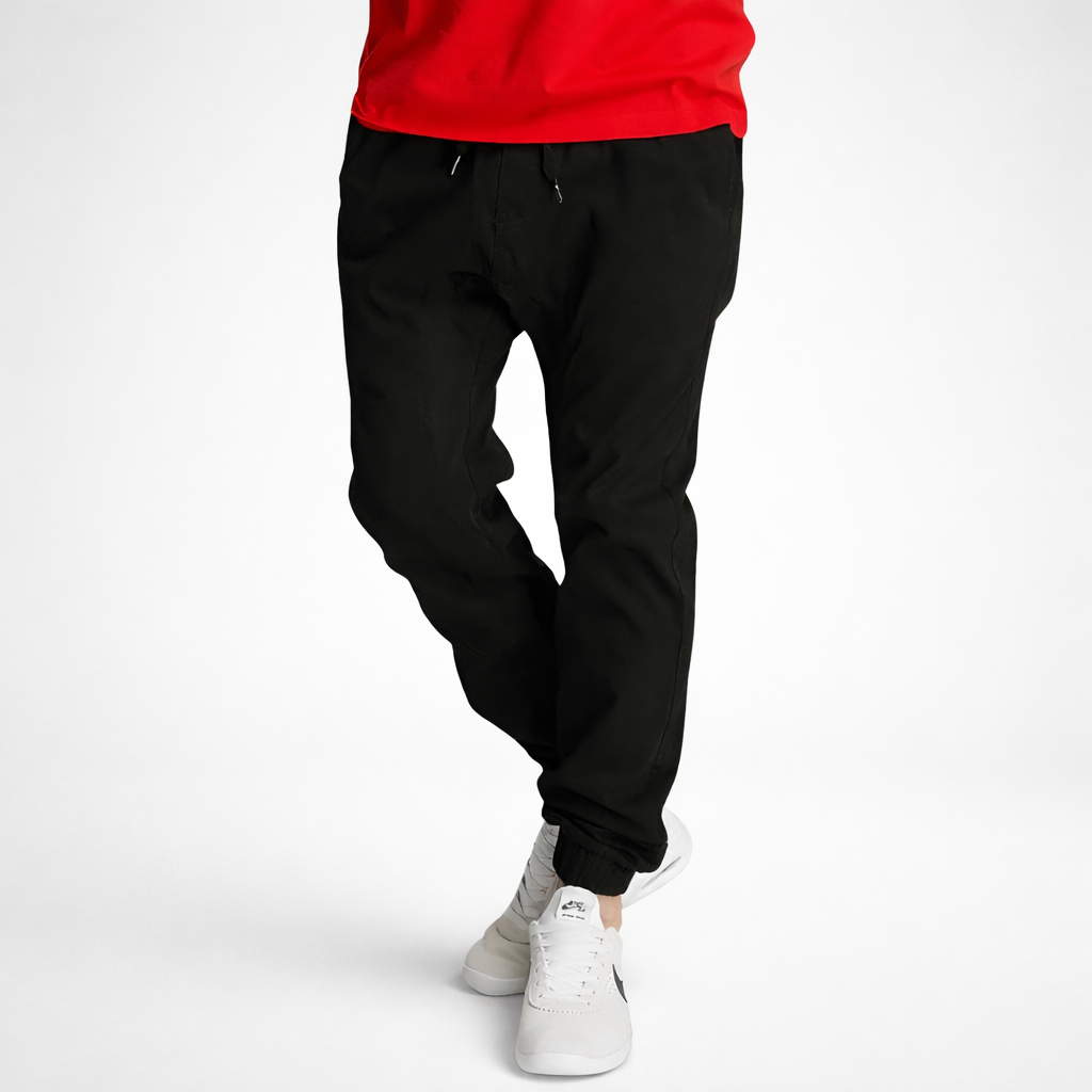 Twill Jogger Pants With Stretch Comfort And Ribbed Hem For Men