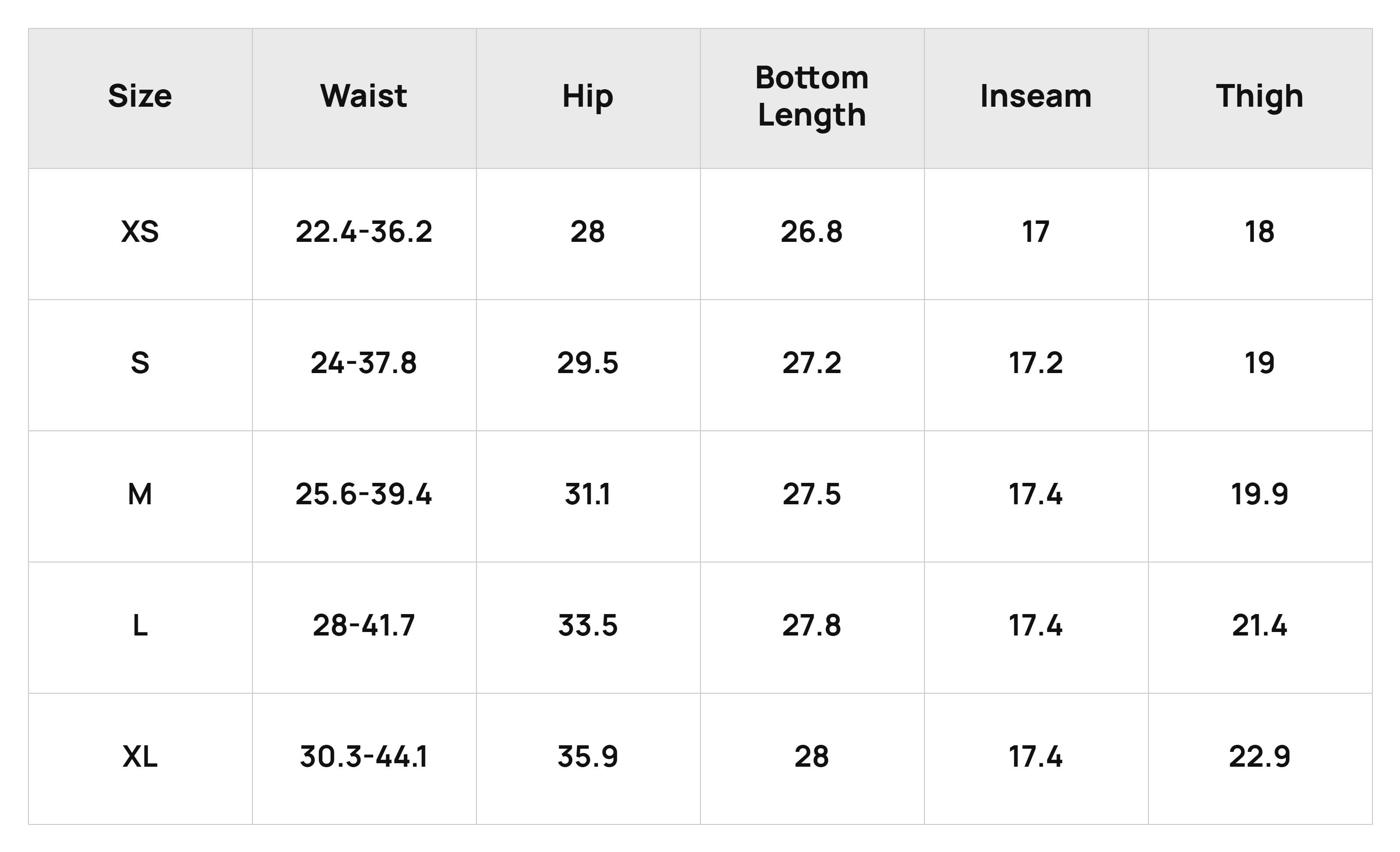 Size Chart