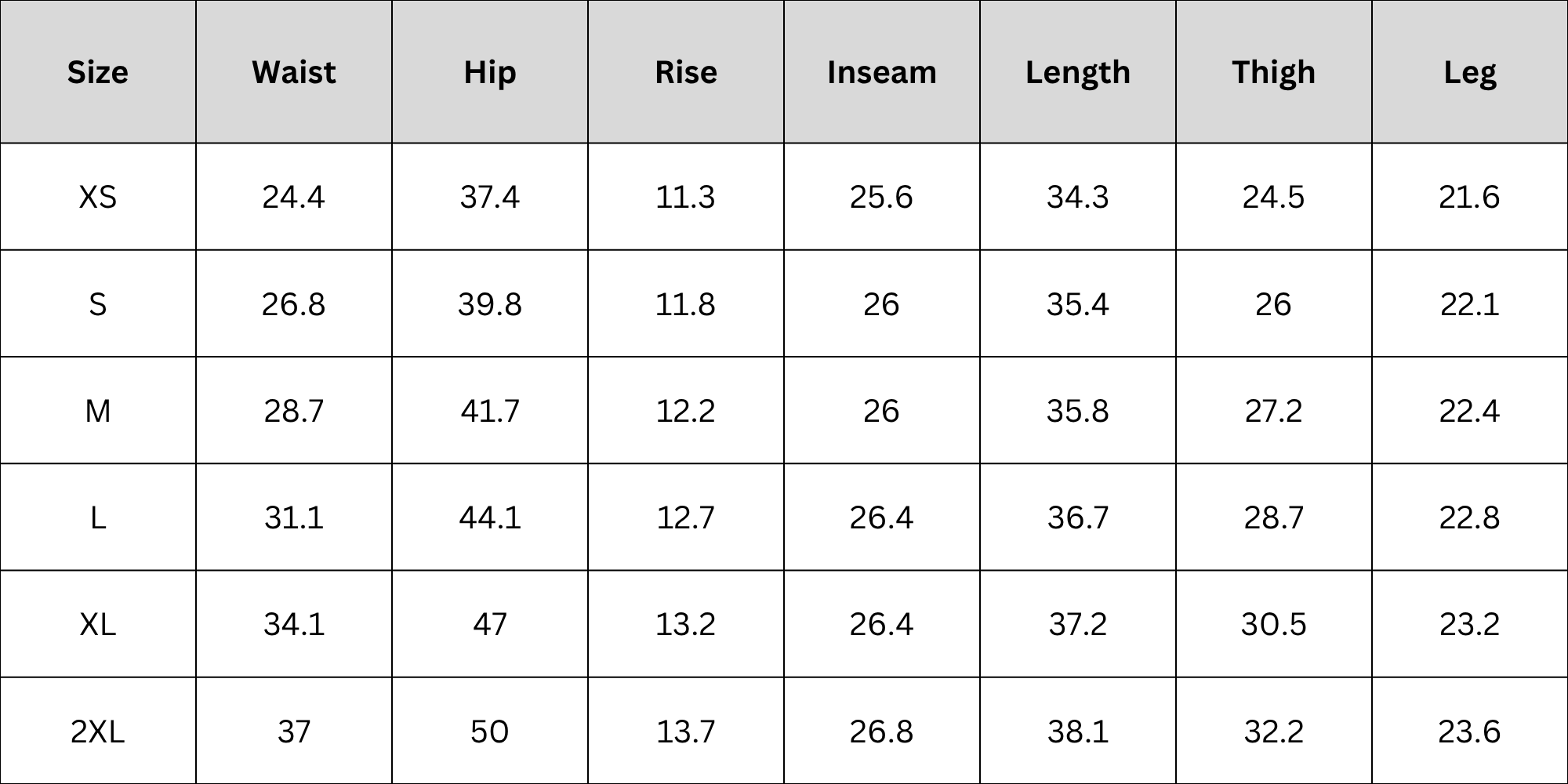 Size Chart