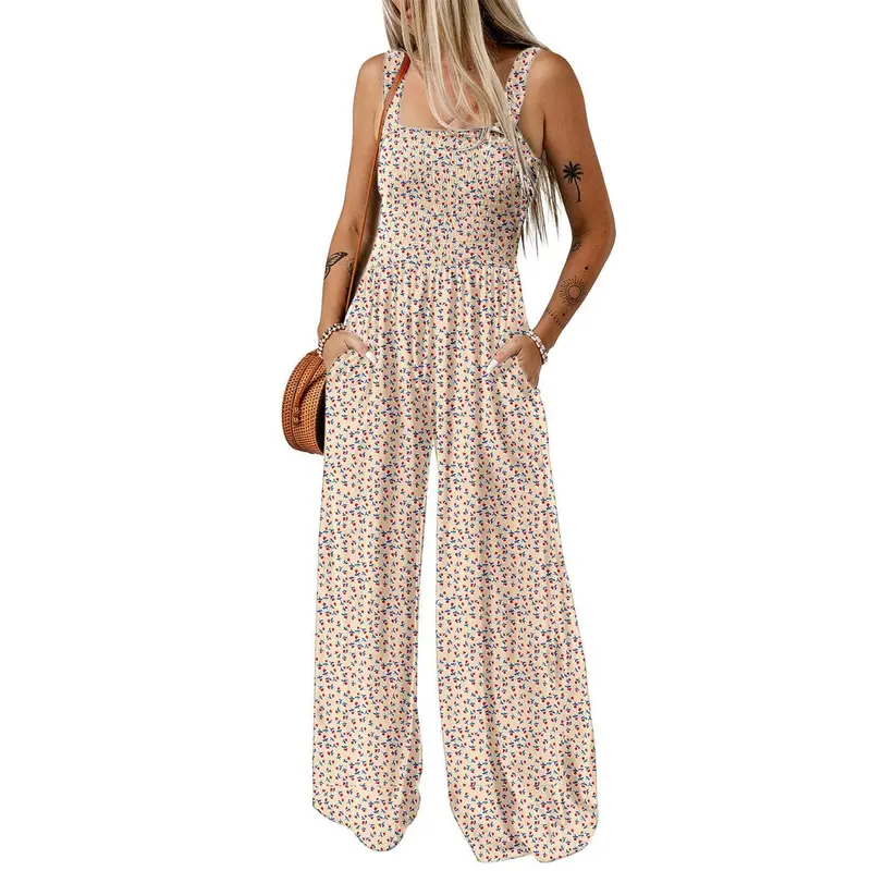 Summer 2 Piece Wide Pant Set for WomenCasual Loose Sleeveless Printed Jumpsuit For Women - Image 12