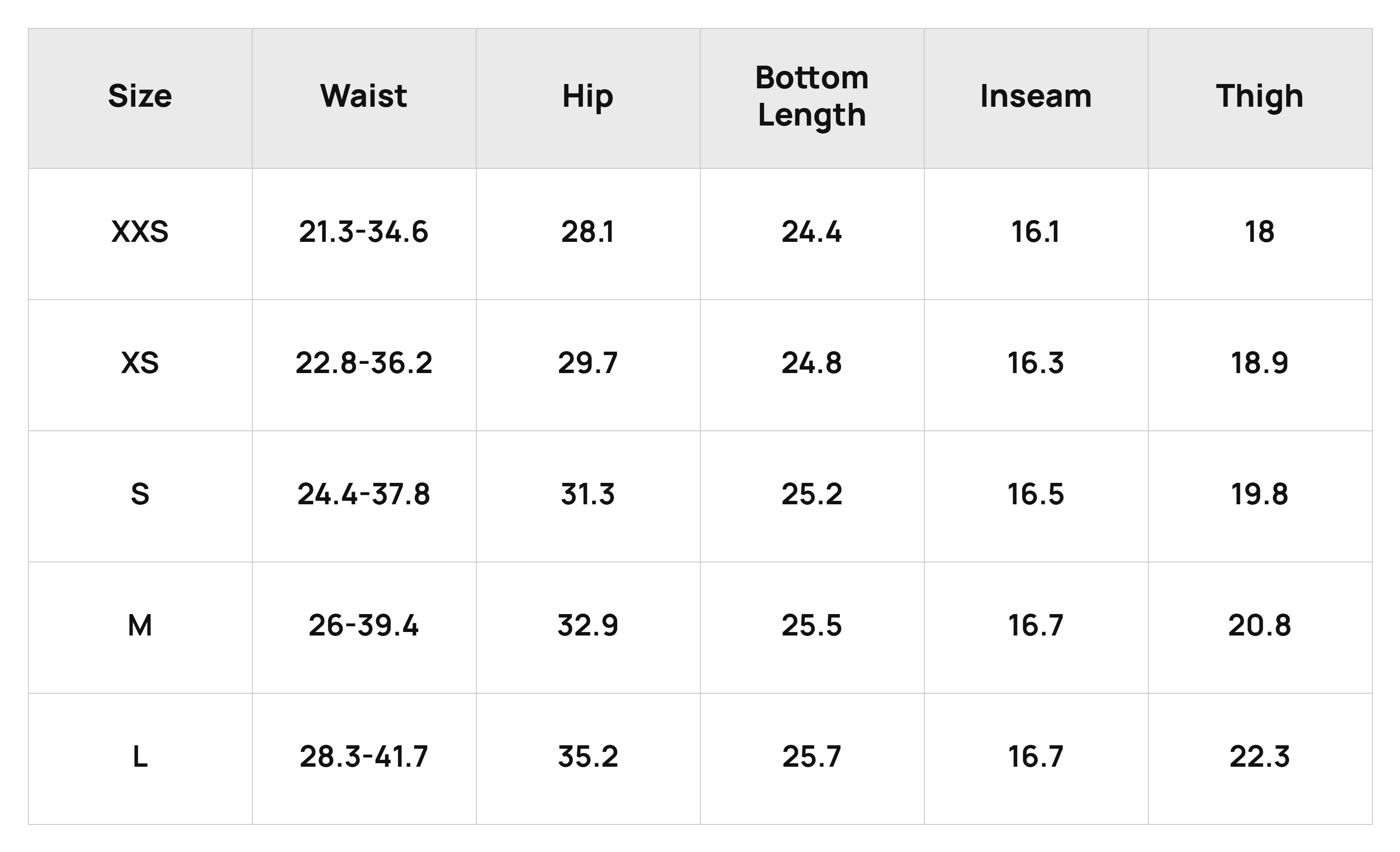 Size Chart