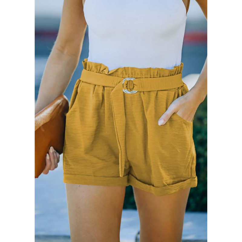Loose Waisted Strap Pocket High Waisted Casual Shorts-My Comfy Pant