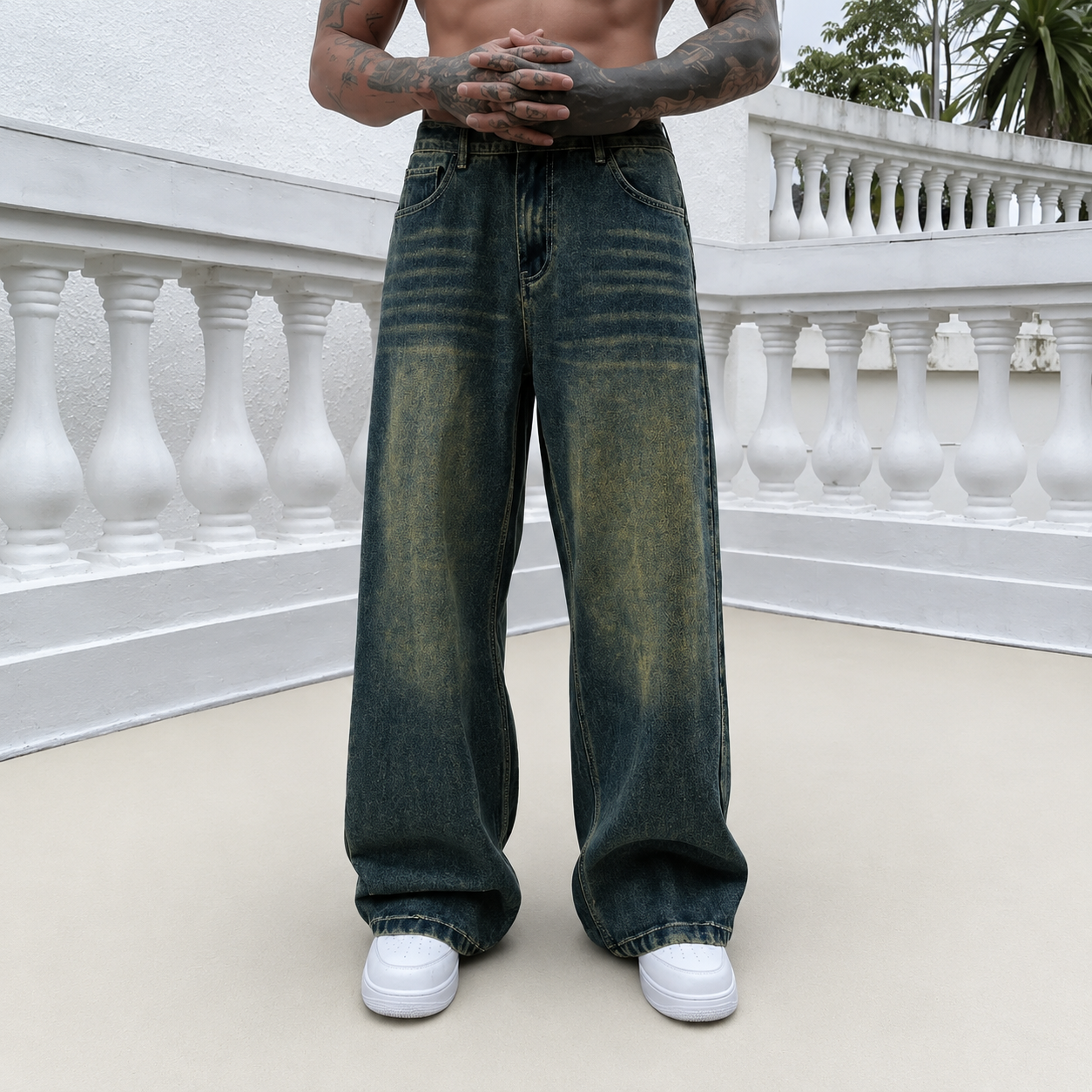 Loose Vintage Washed Streetwear Jeans For Men