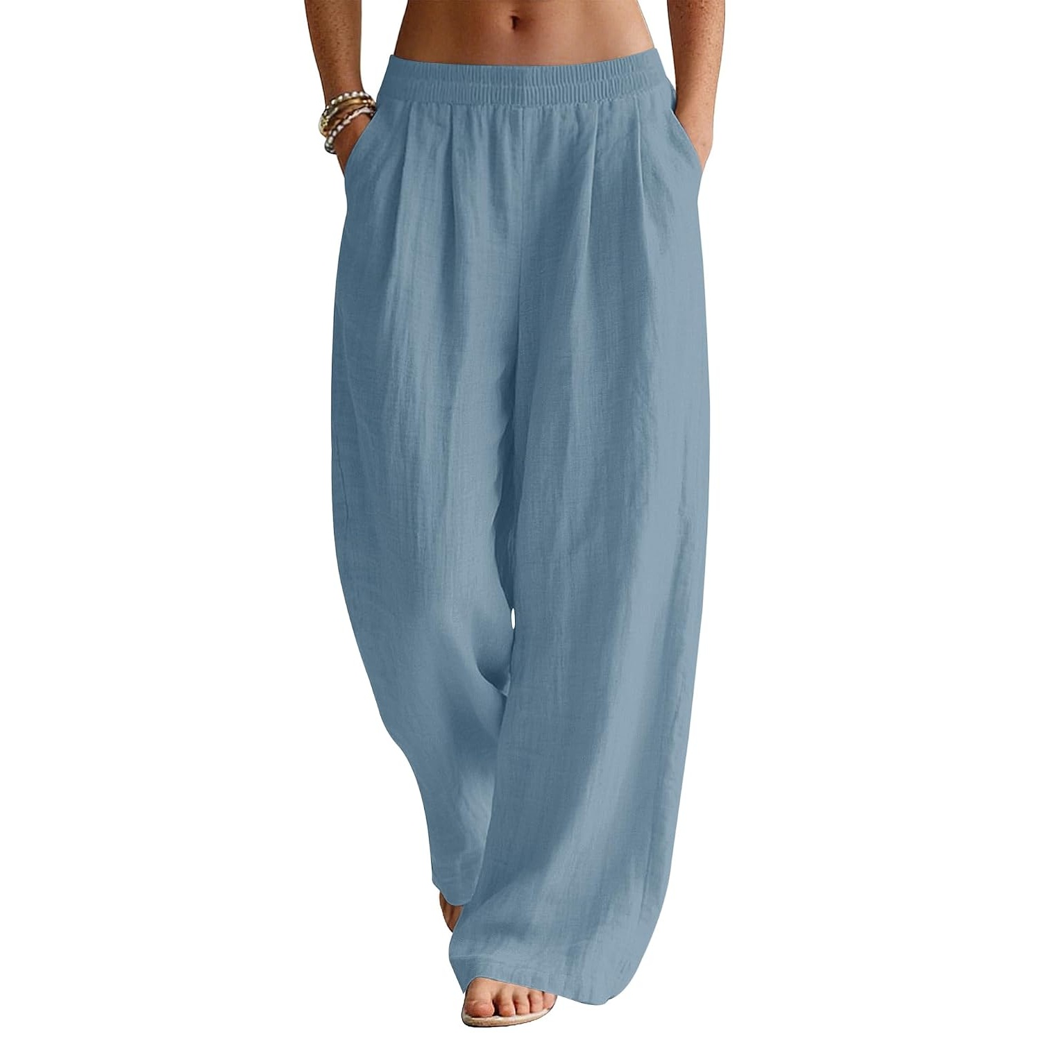 Casual Palazzo Pants With Pockets For Vacation Wear For Women