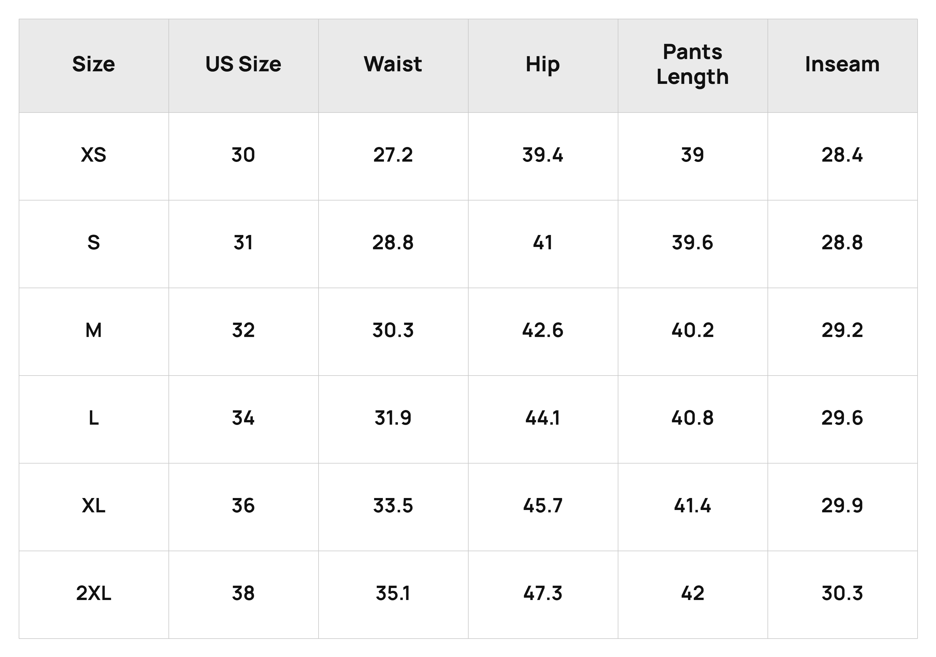 Size Chart