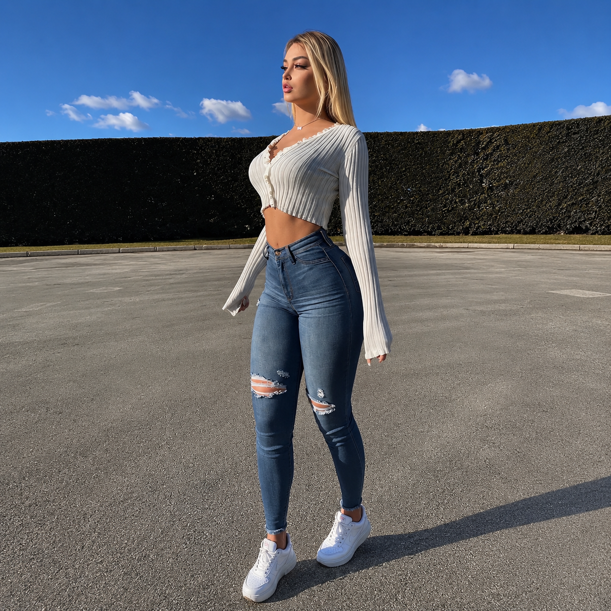  High Rise Casual Wear Fitted Jeans For Women