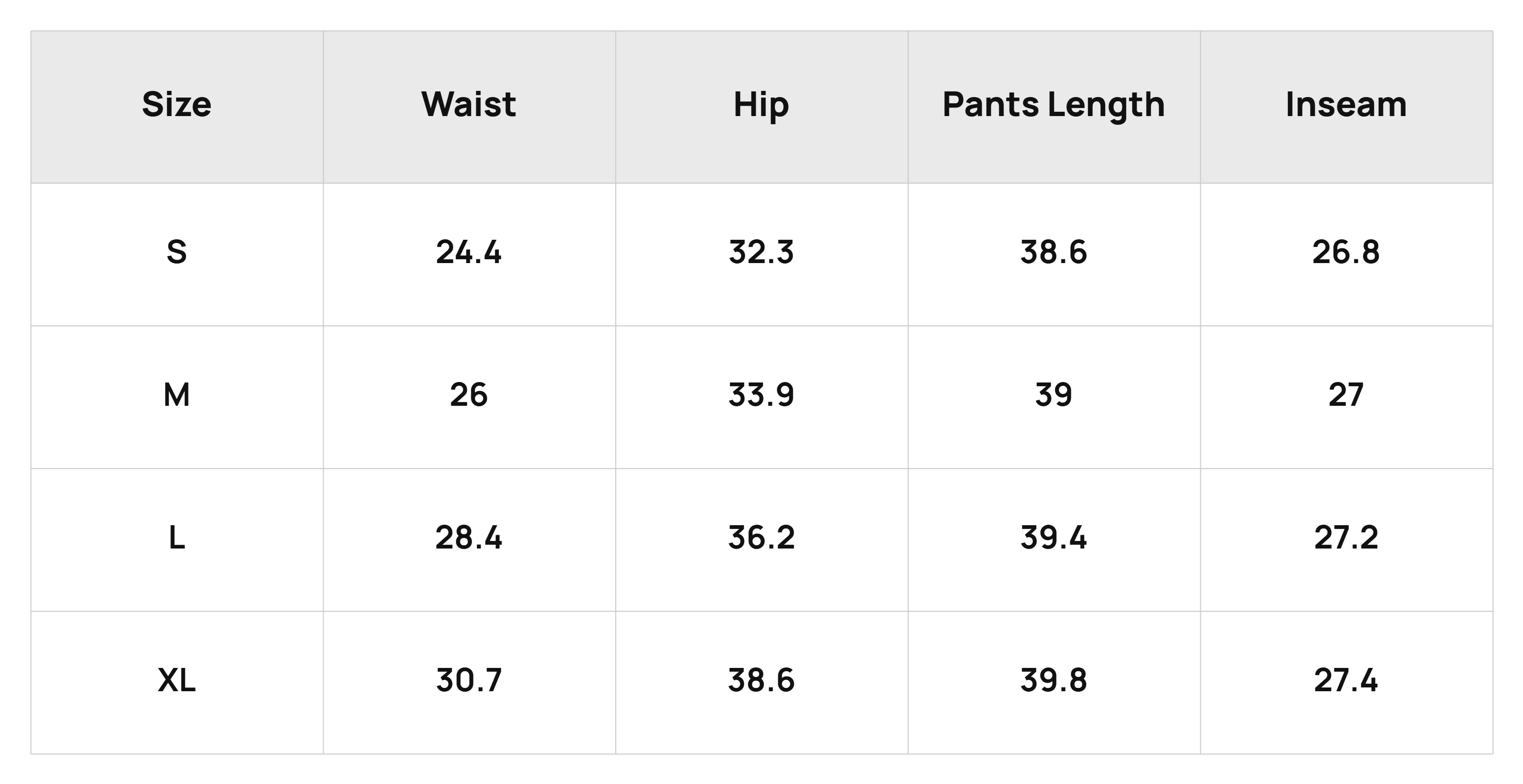 Size Chart
