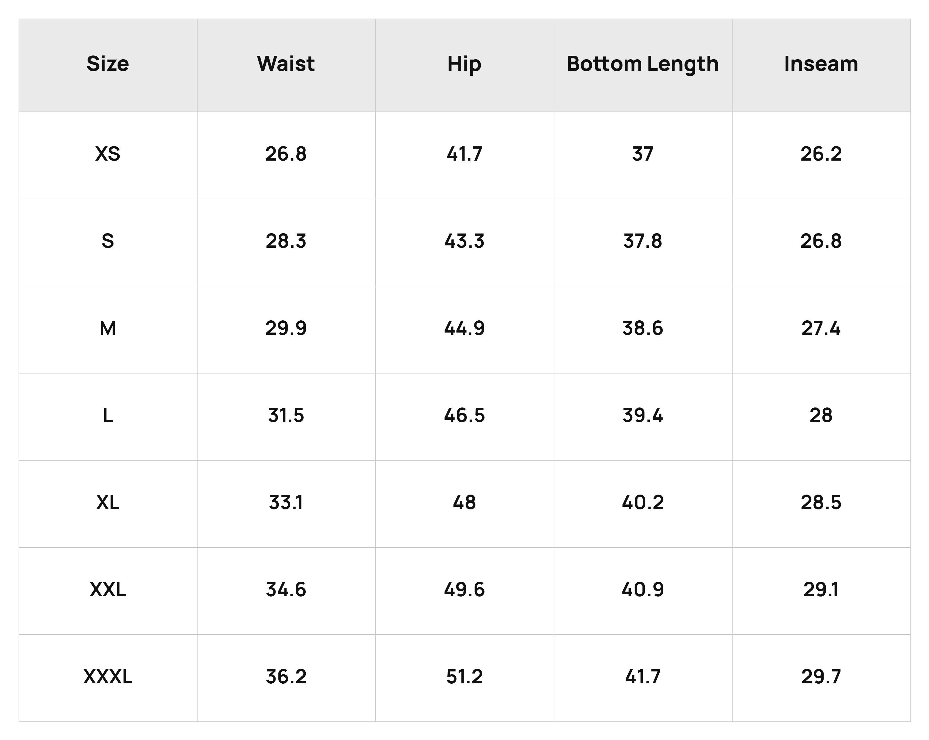Size Chart