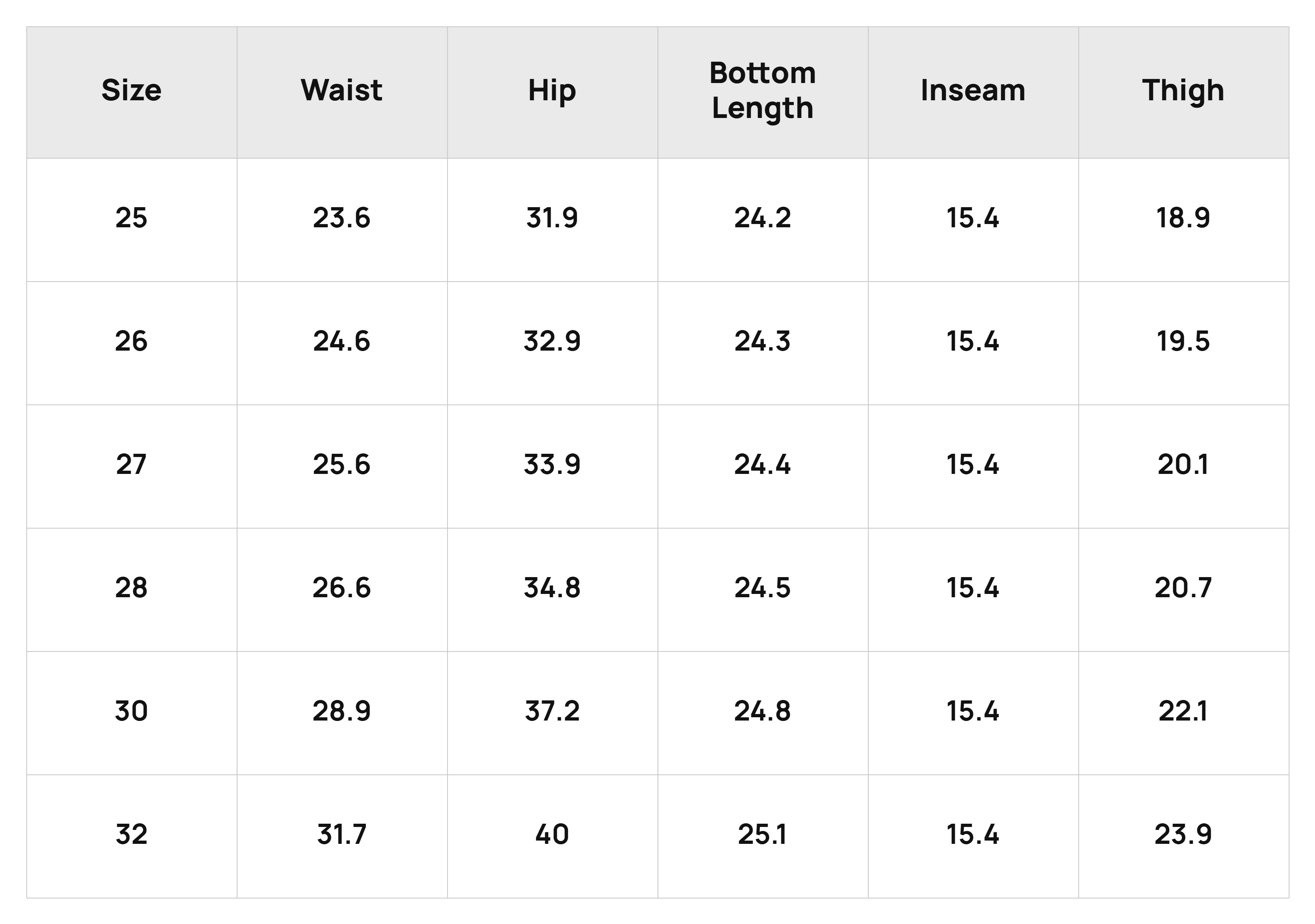 Size Chart