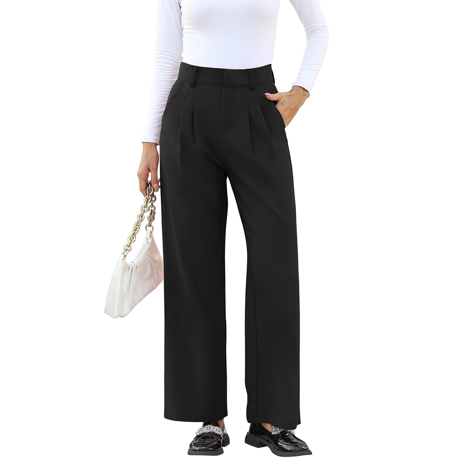 Solid Casual Pants With Pocket For Women