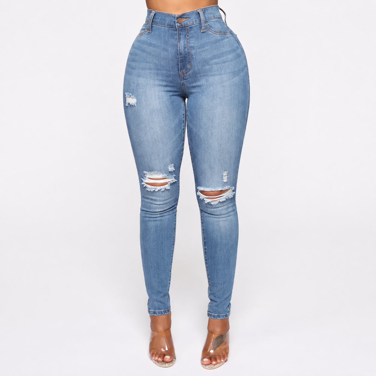  High Rise Casual Wear Fitted Jeans For Women