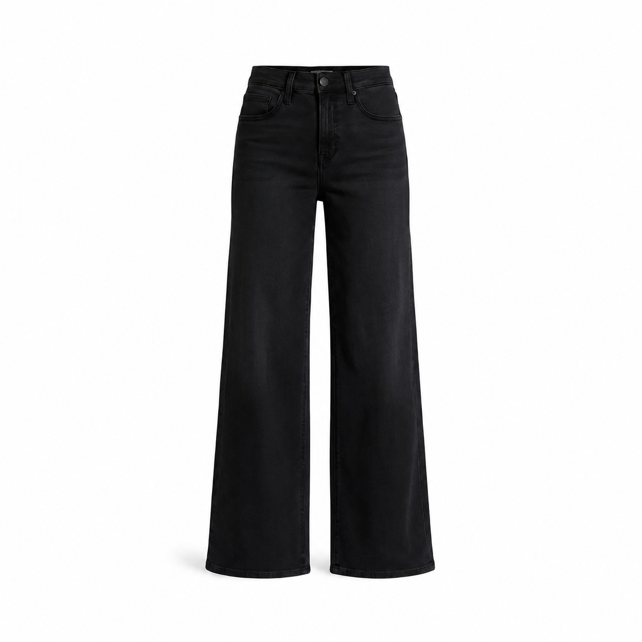 High Rise Wide Straight Baggy Jeans With Snap Button Waistband For Women