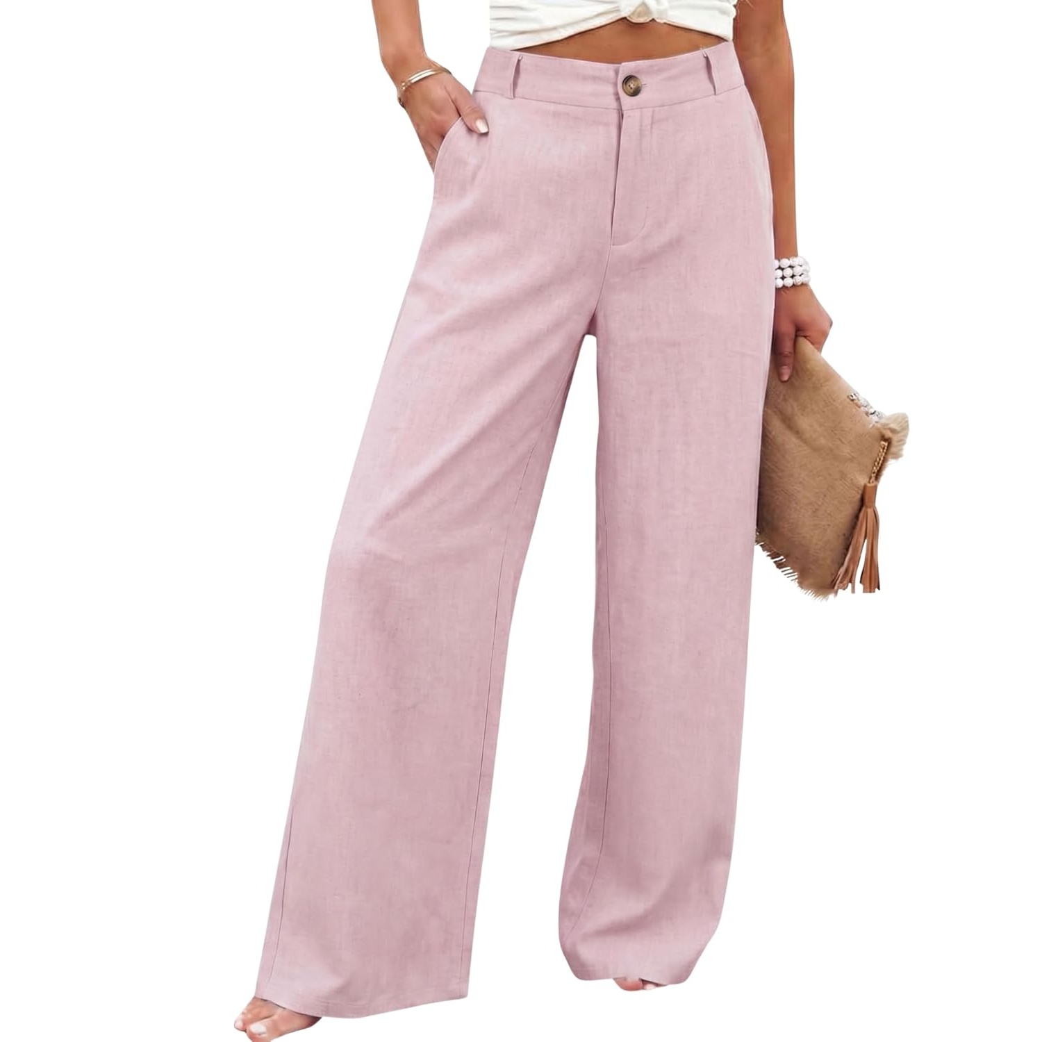 Casual Up Pants With Button For Women