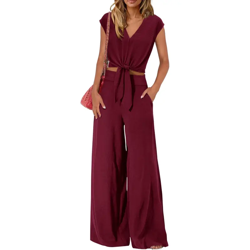 Summer 2 Piece Wide Pant Set for Women