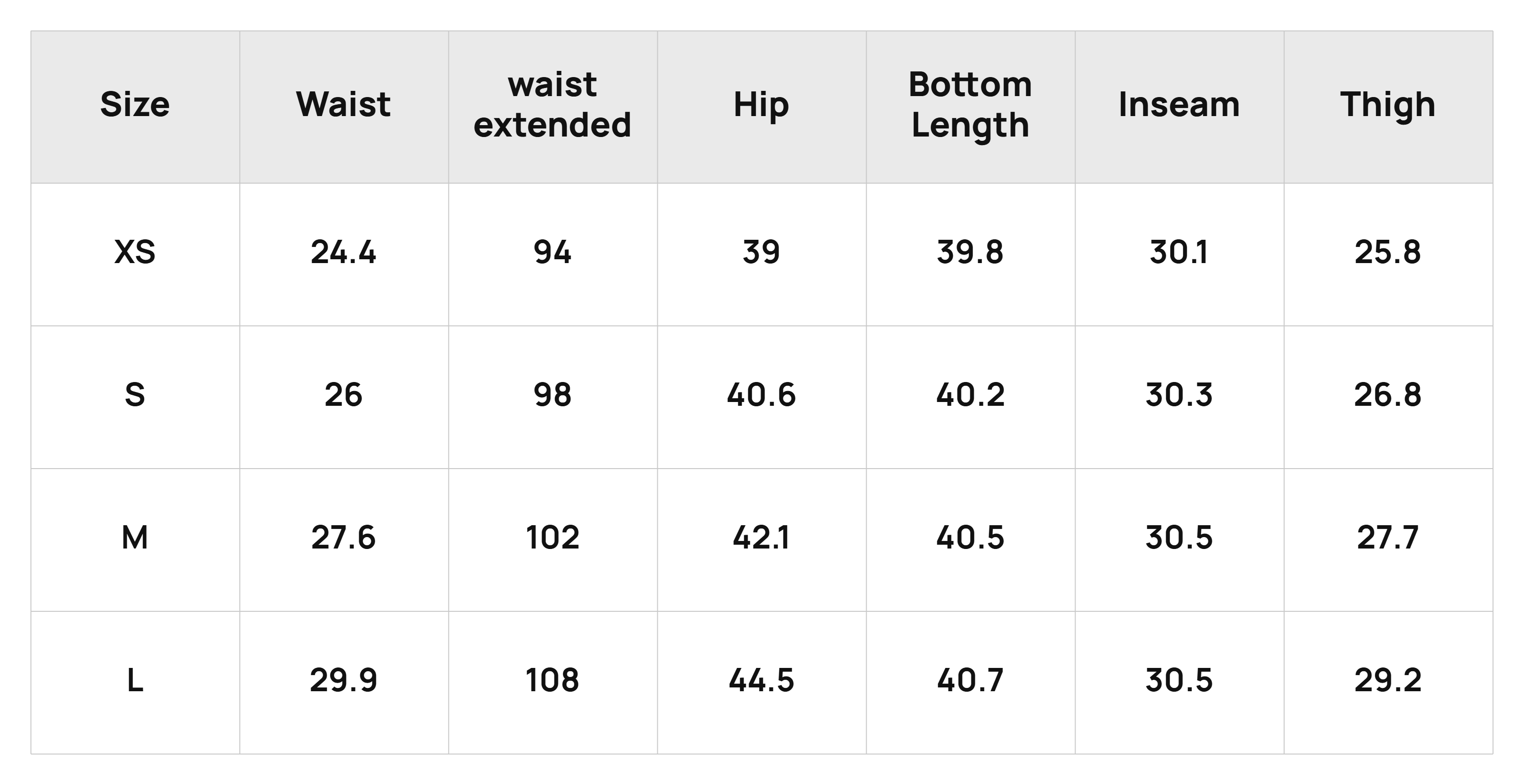 Size Chart