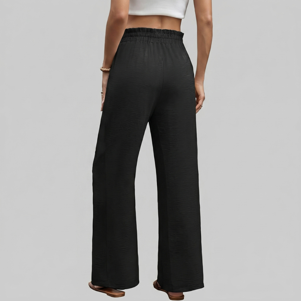 Loose Fit Drawstring Wide Pants With Pockets For Women