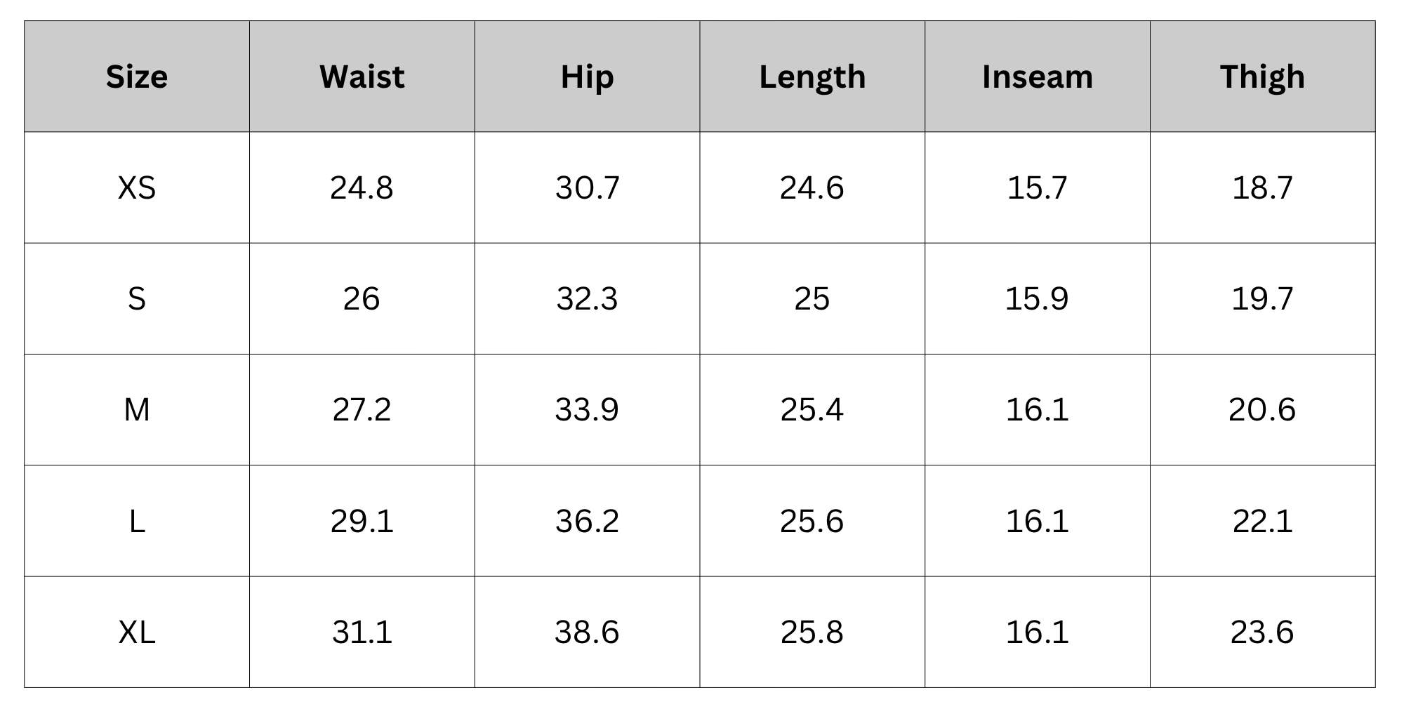 Size Chart