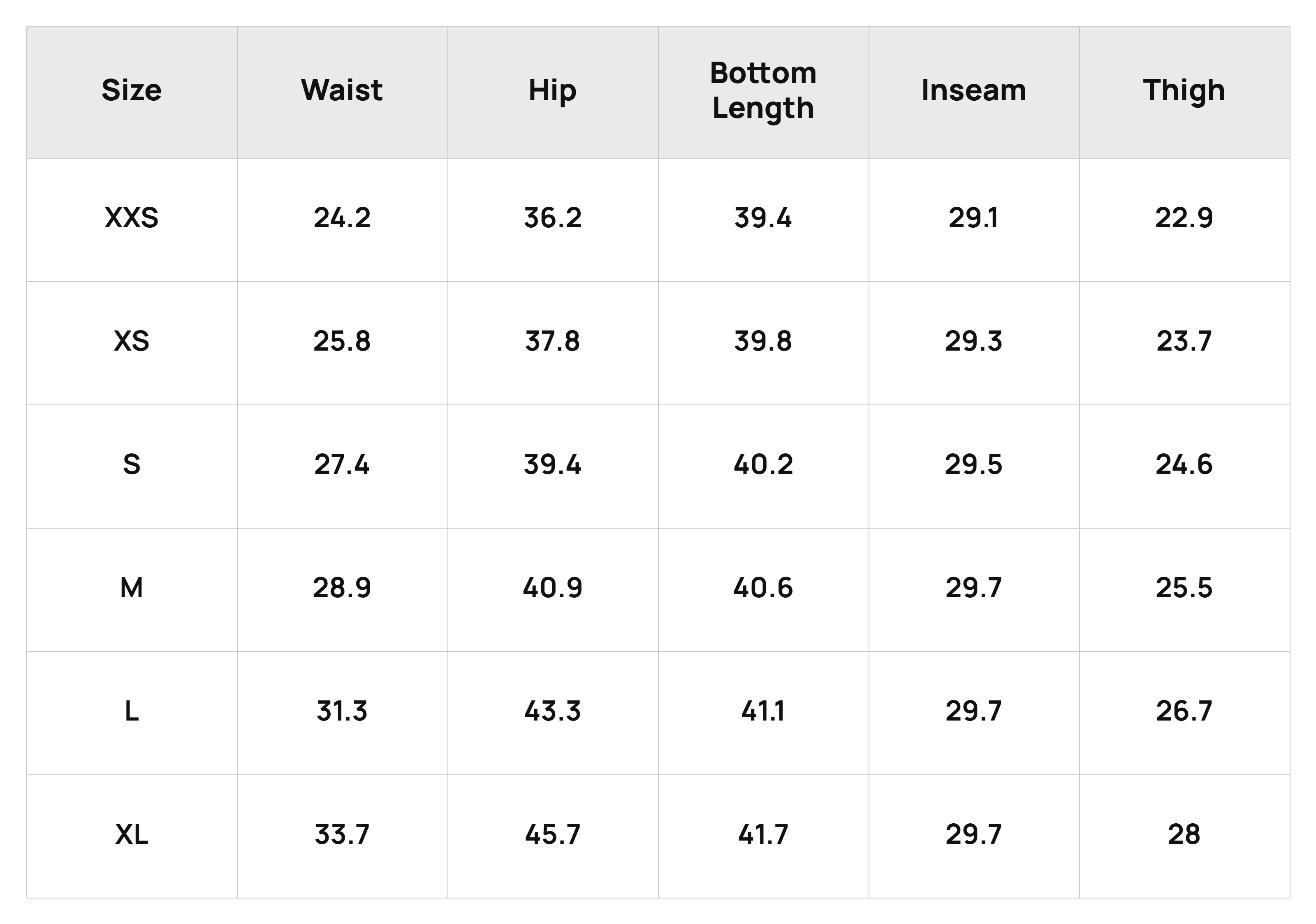 Size Chart
