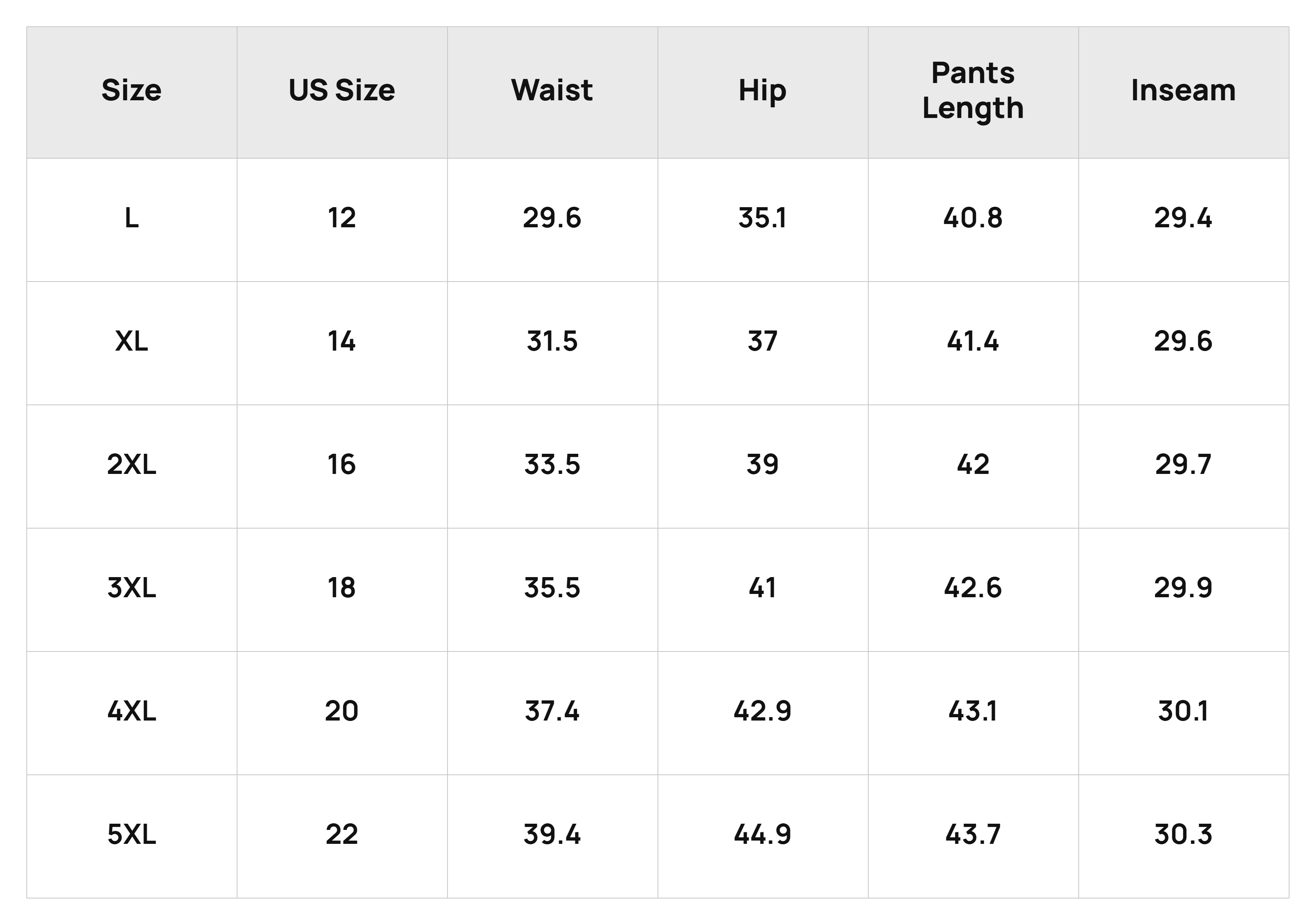 Size Chart