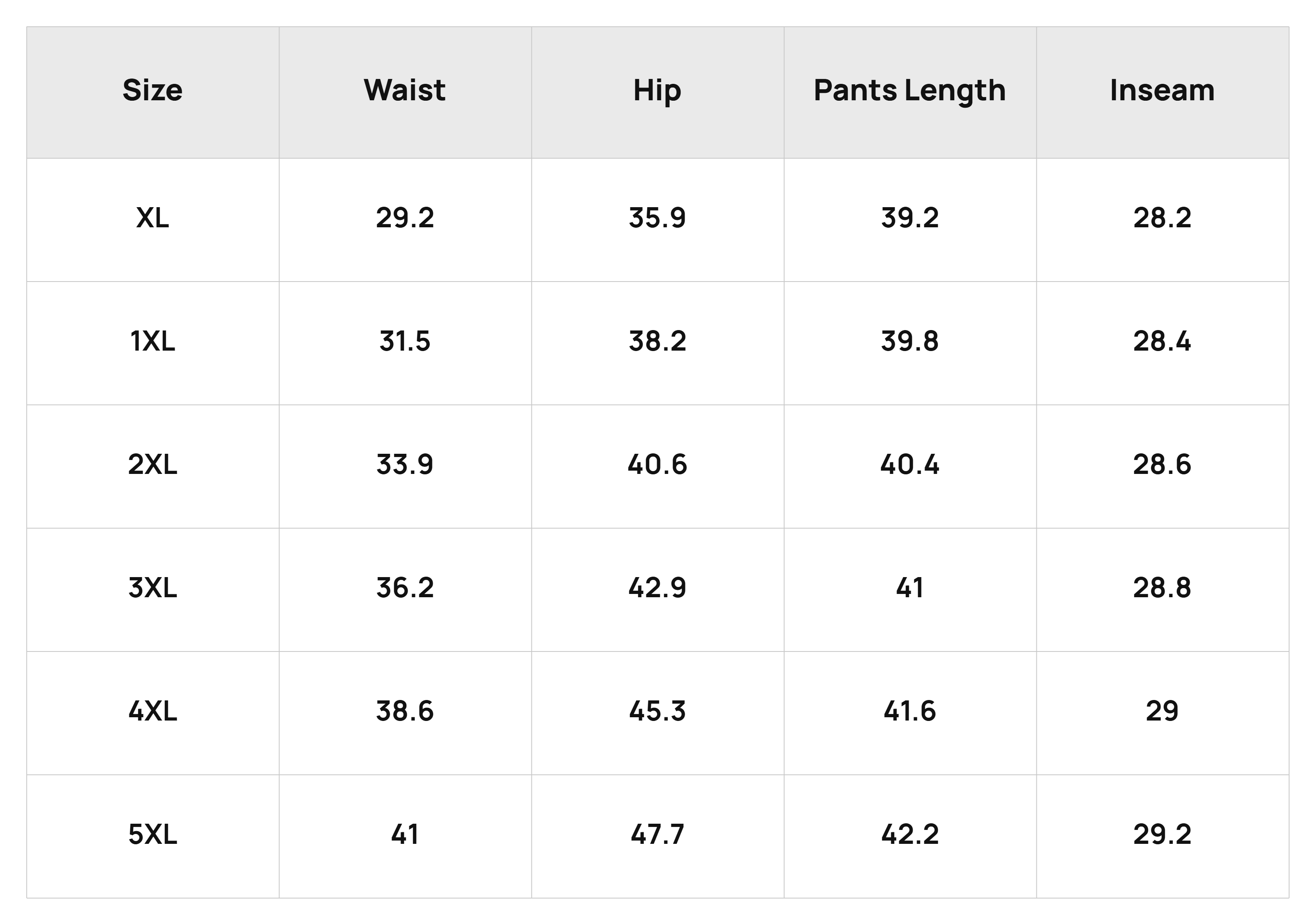 Size Chart