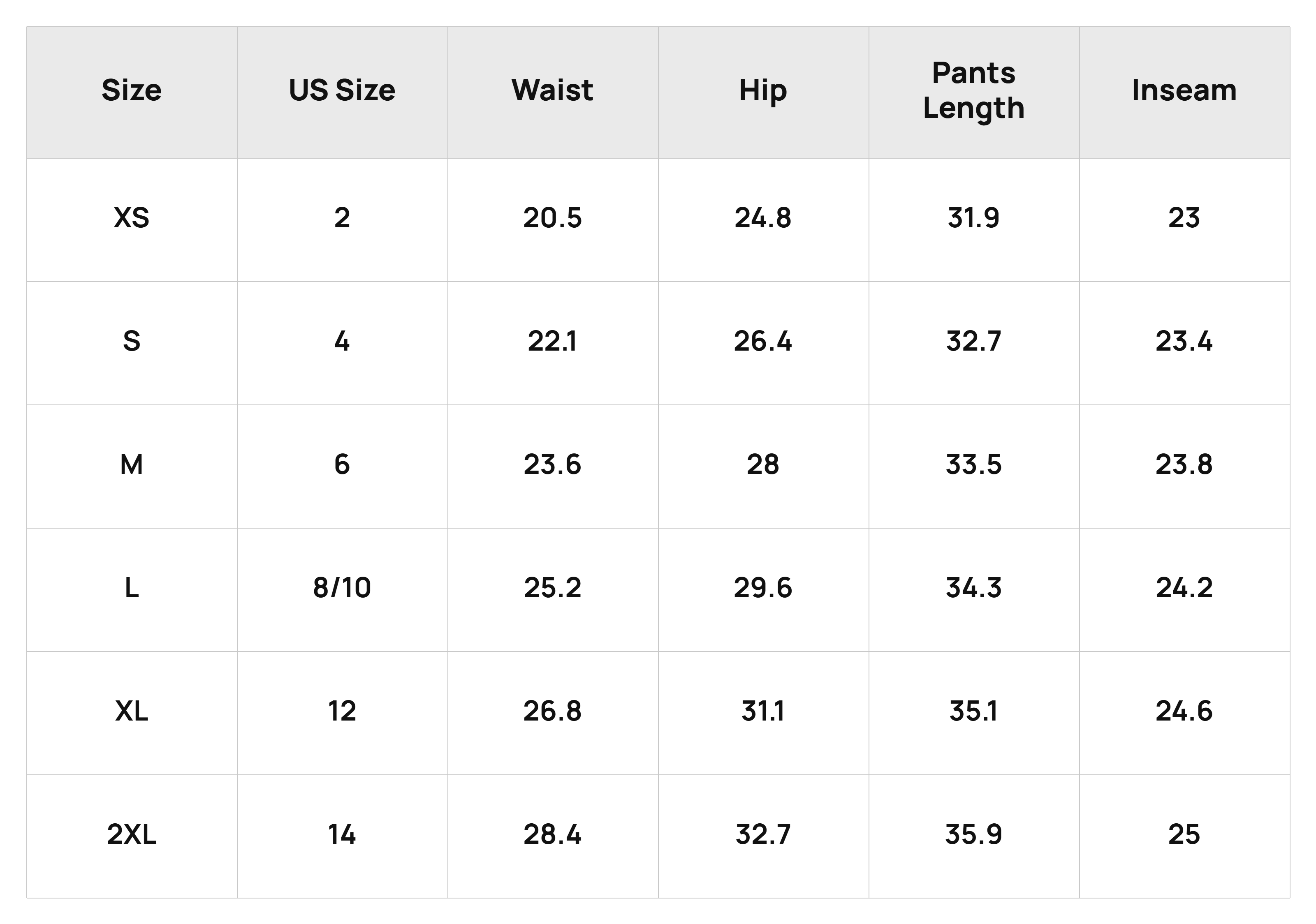 Size Chart