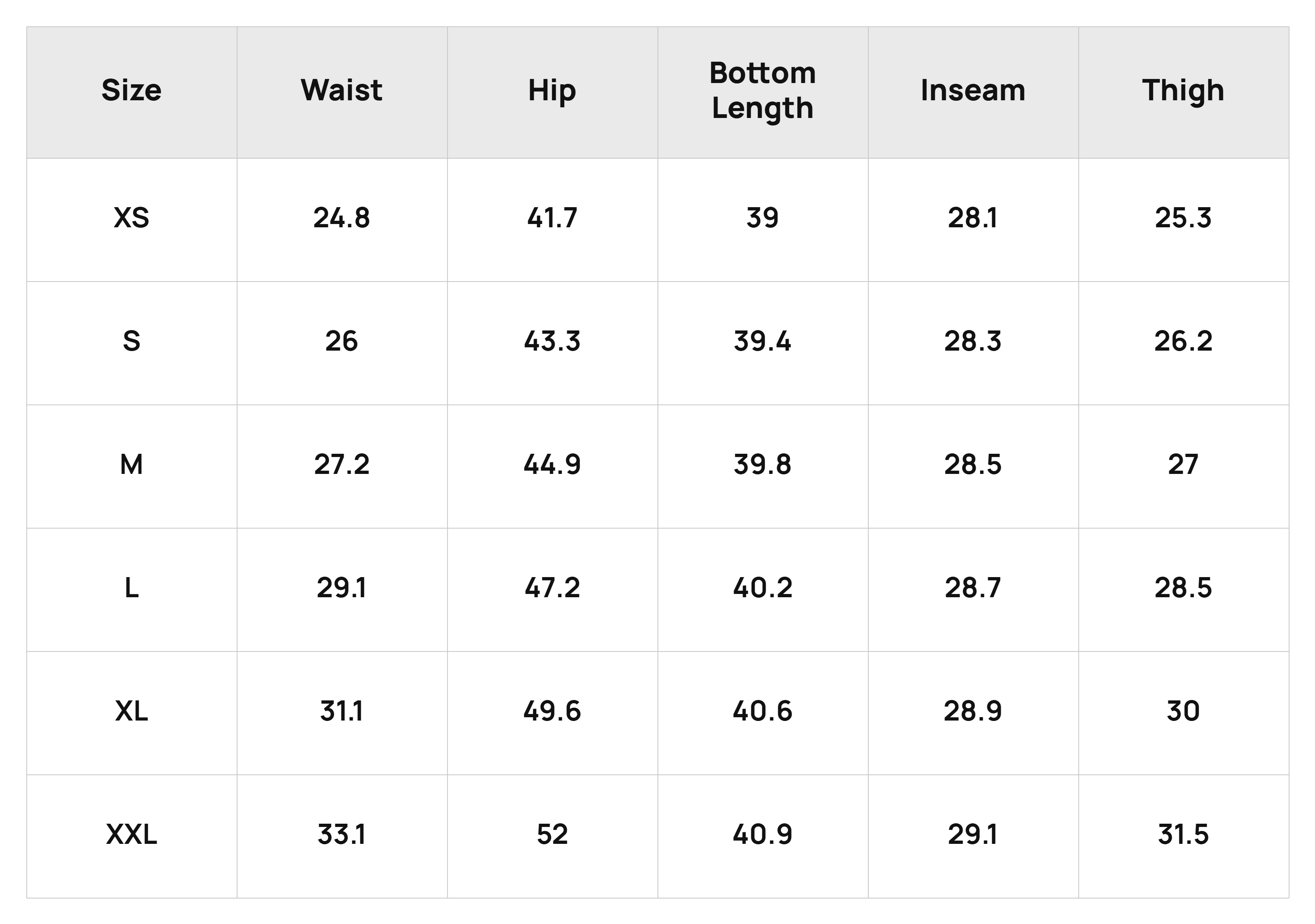 Size Chart