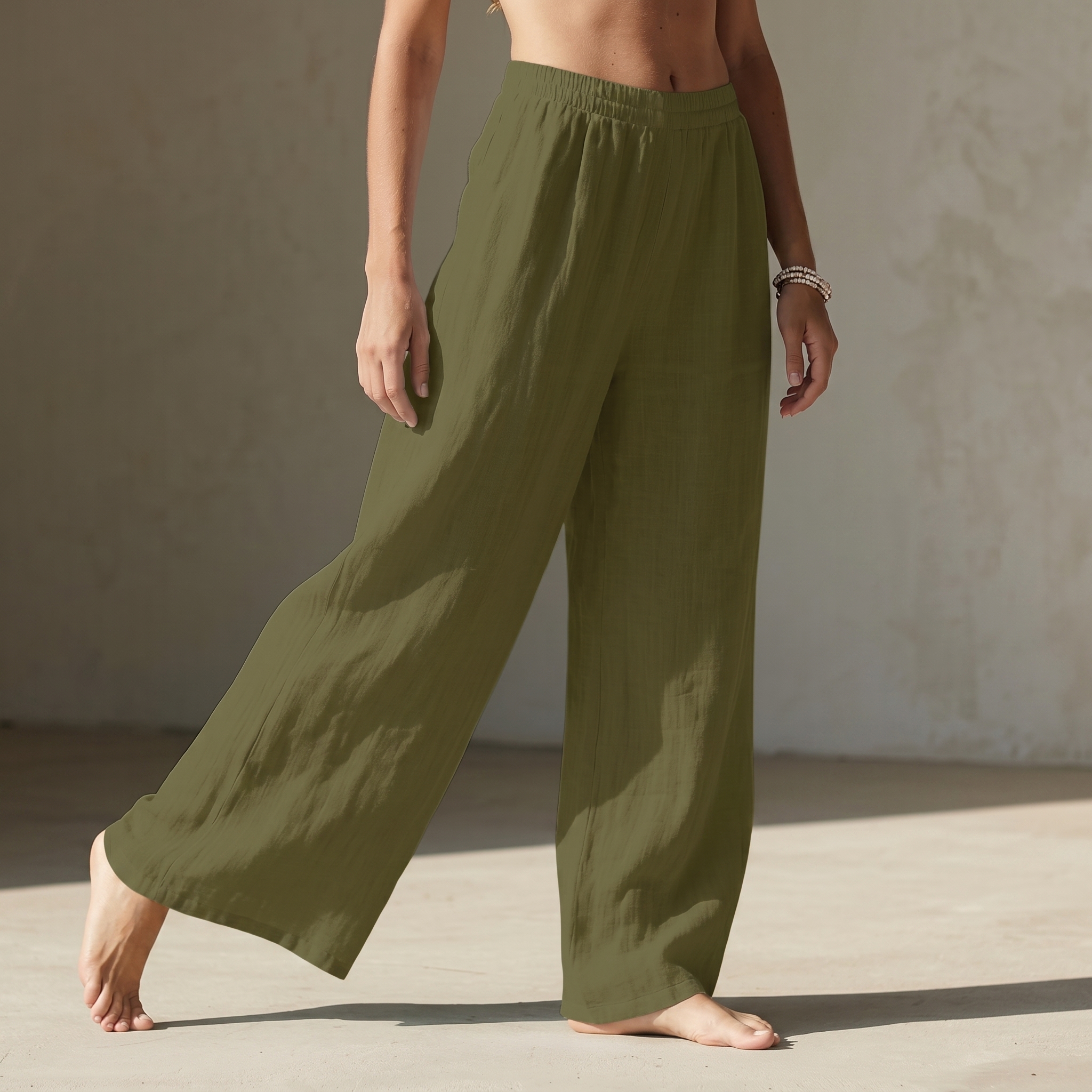 Summer Flowy Palazzo Beach Pants With Pockets For Women