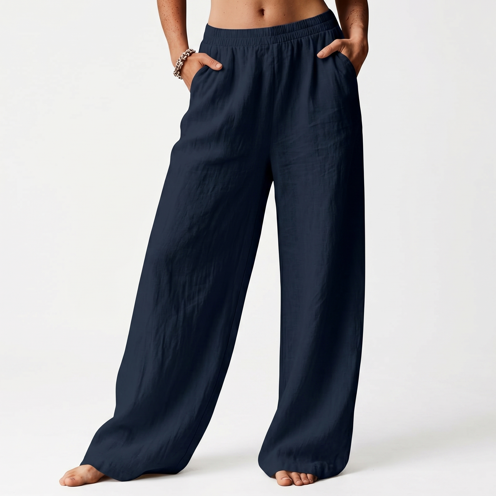 Summer Flowy Palazzo Beach Pants With Pockets For Women