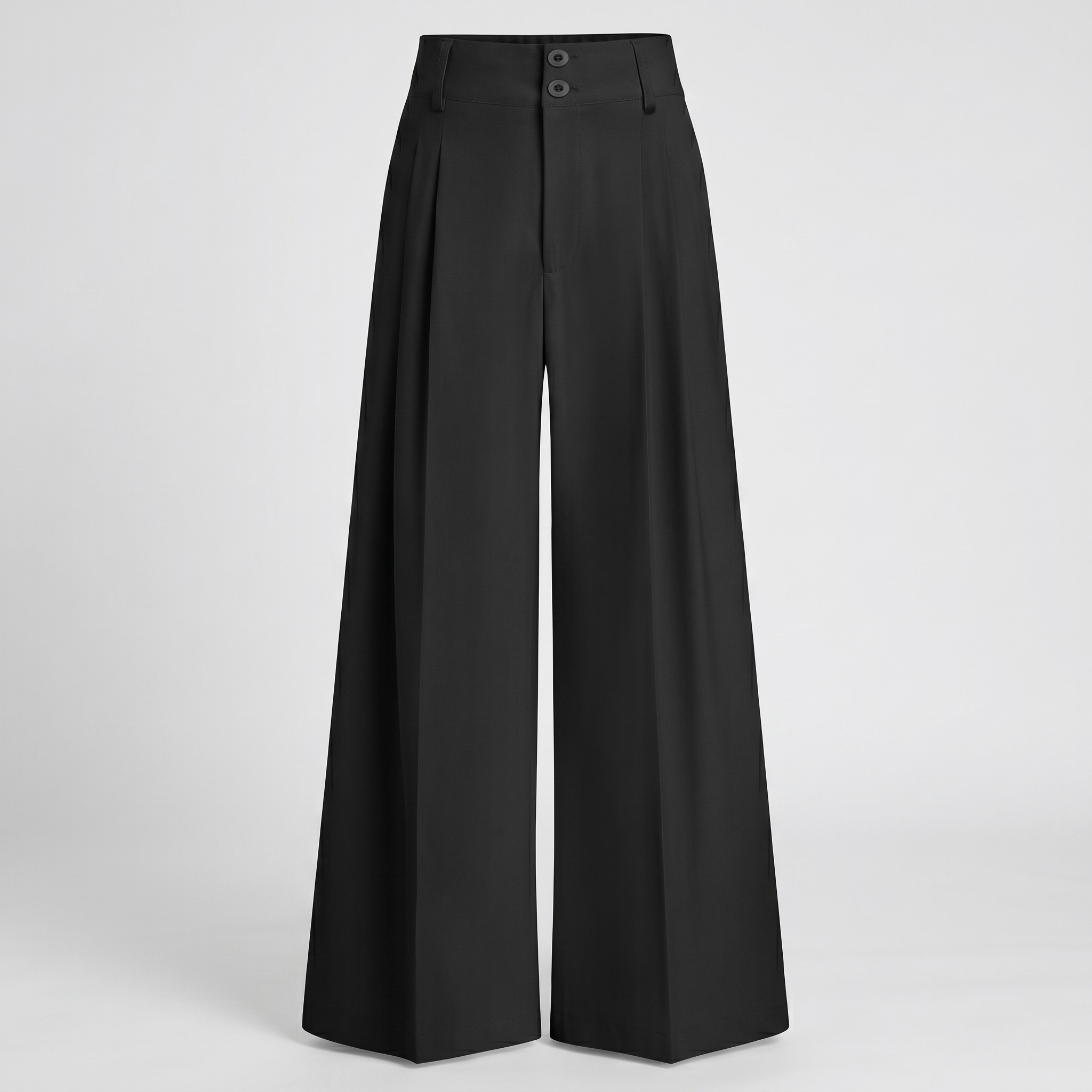 Casual Pleated Palazzo Pants With Button Detail For Women