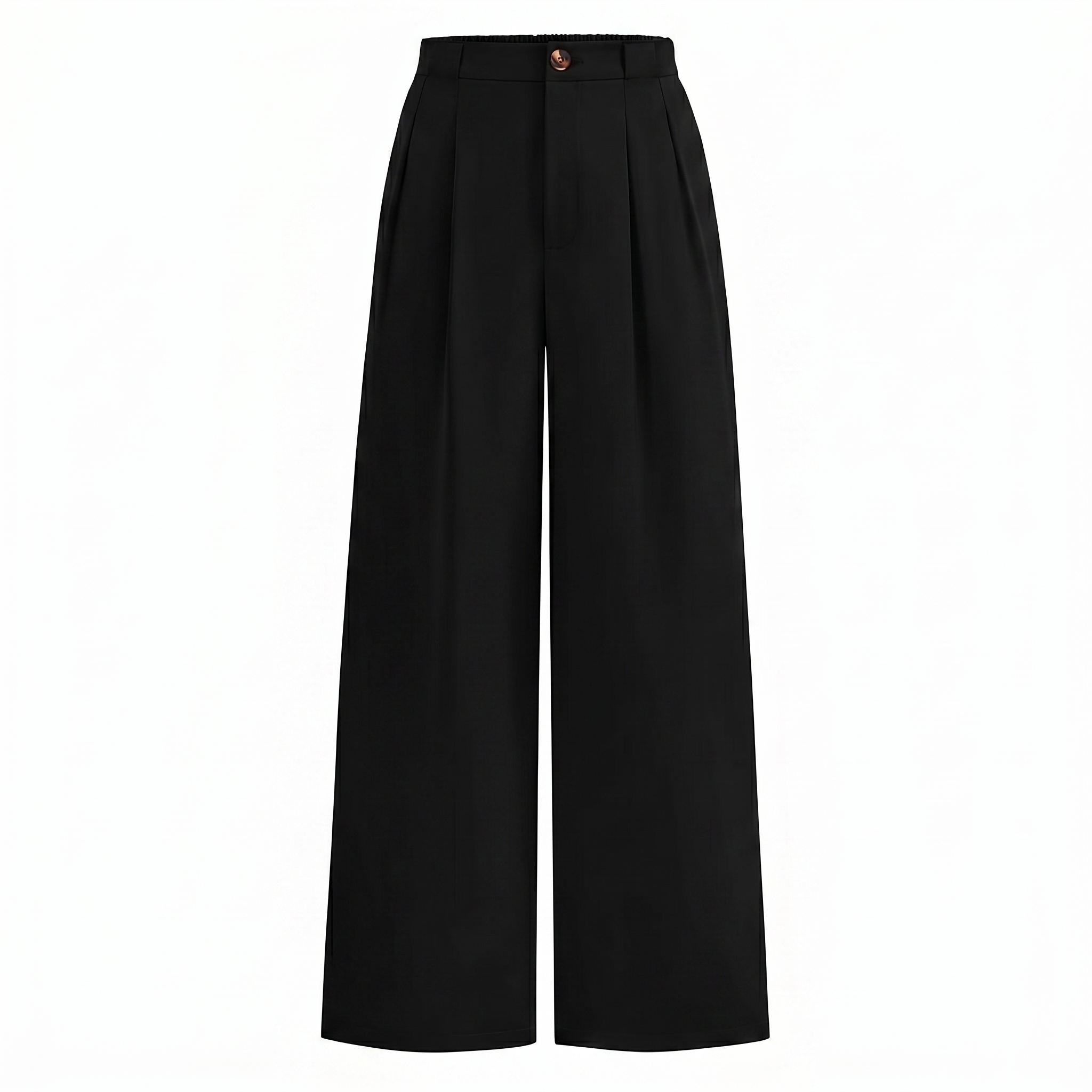 Wide Flowy Palazzo Dress Pants With Button Detail For Women