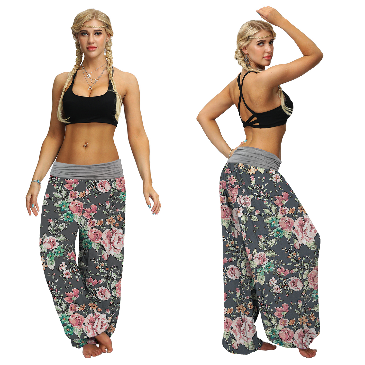 Chrysanthemum Floral Baggy Harem Pants-My Comfy Pant