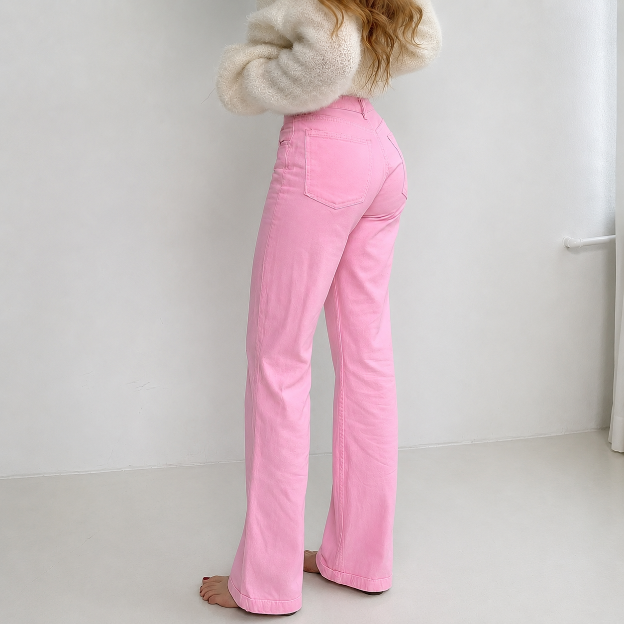 Casual Solid Slim Fit Jeans With Pockets For Women