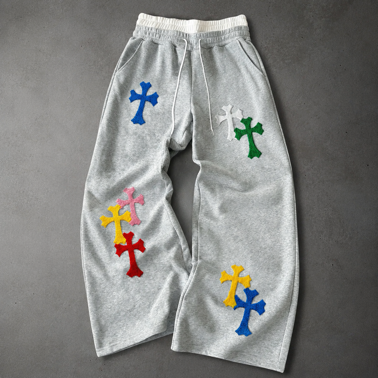 Casual Loose Embroidered Sweatpants With Drawstring For Men