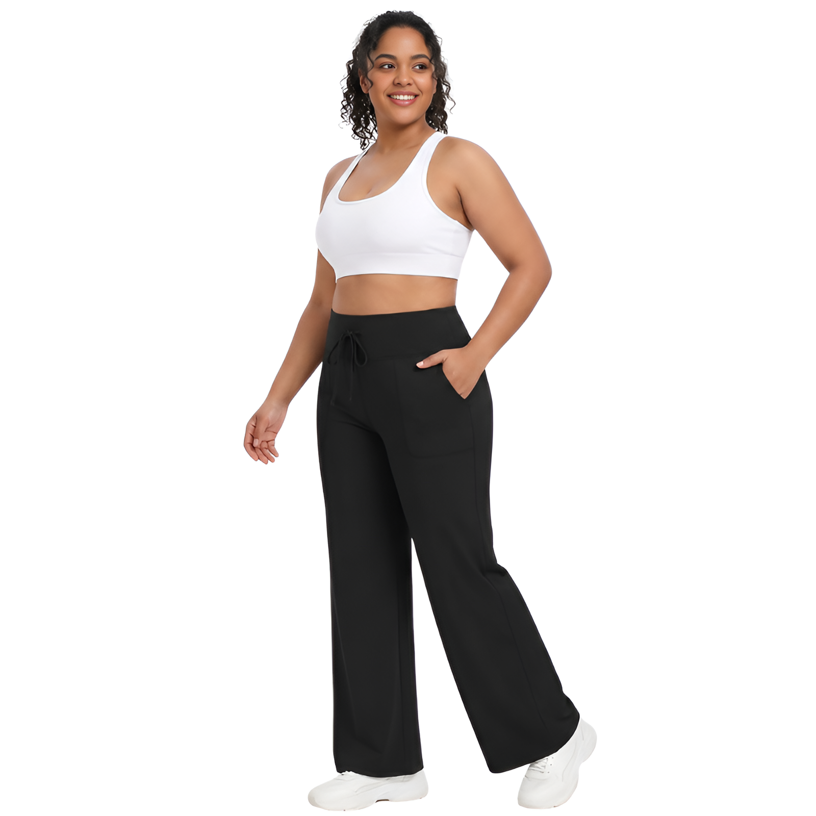 Pack Of 3 Plus Size Lounge Wide Pants For Women With Pockets