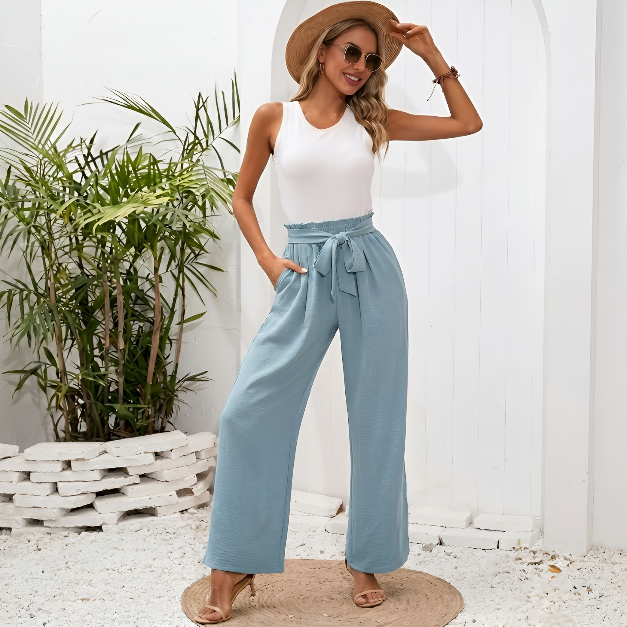 Wide And Loose Lounge Knot Trousers For Women